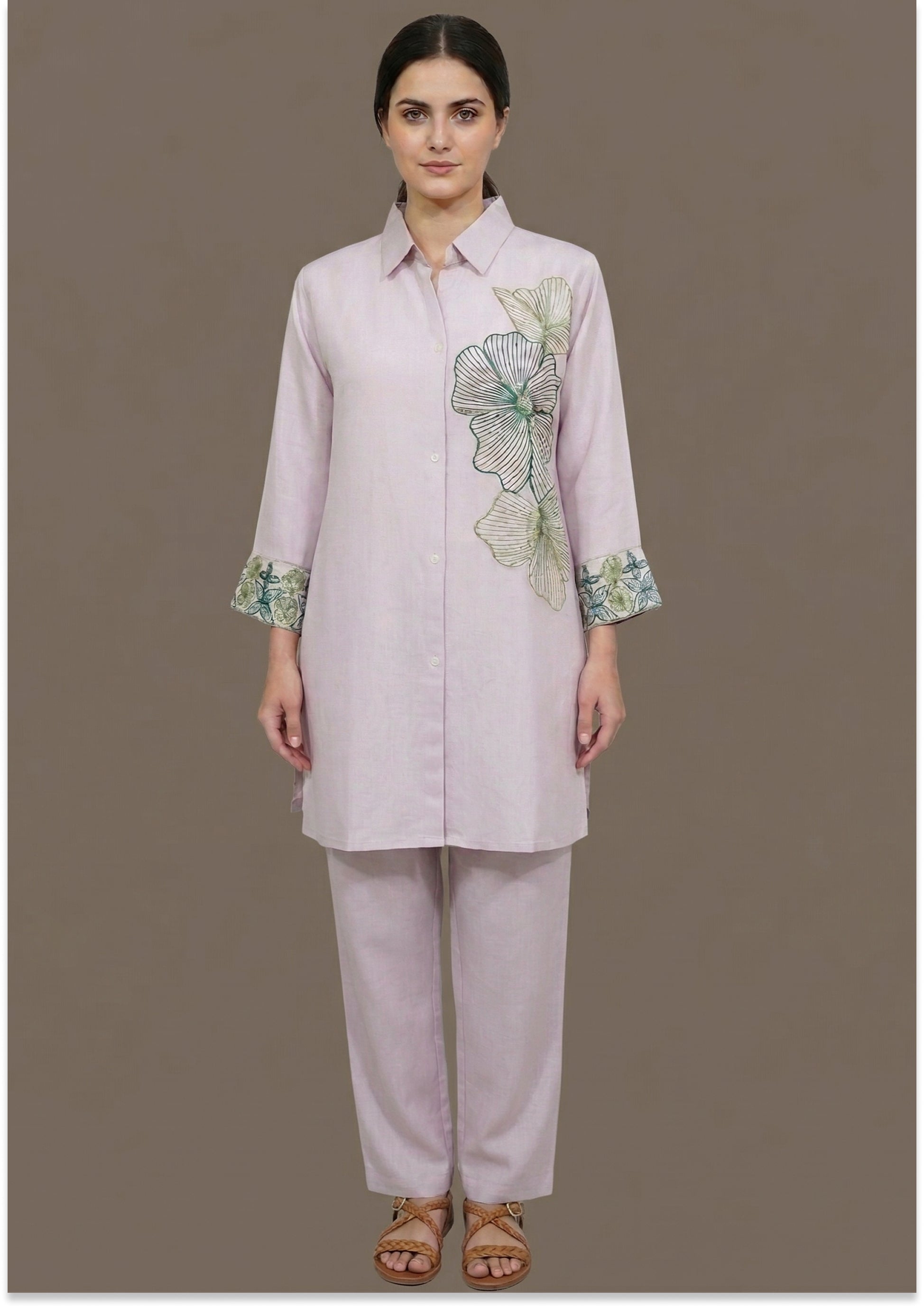 Light Lavender Handcrafted Silk Co-ord Set
