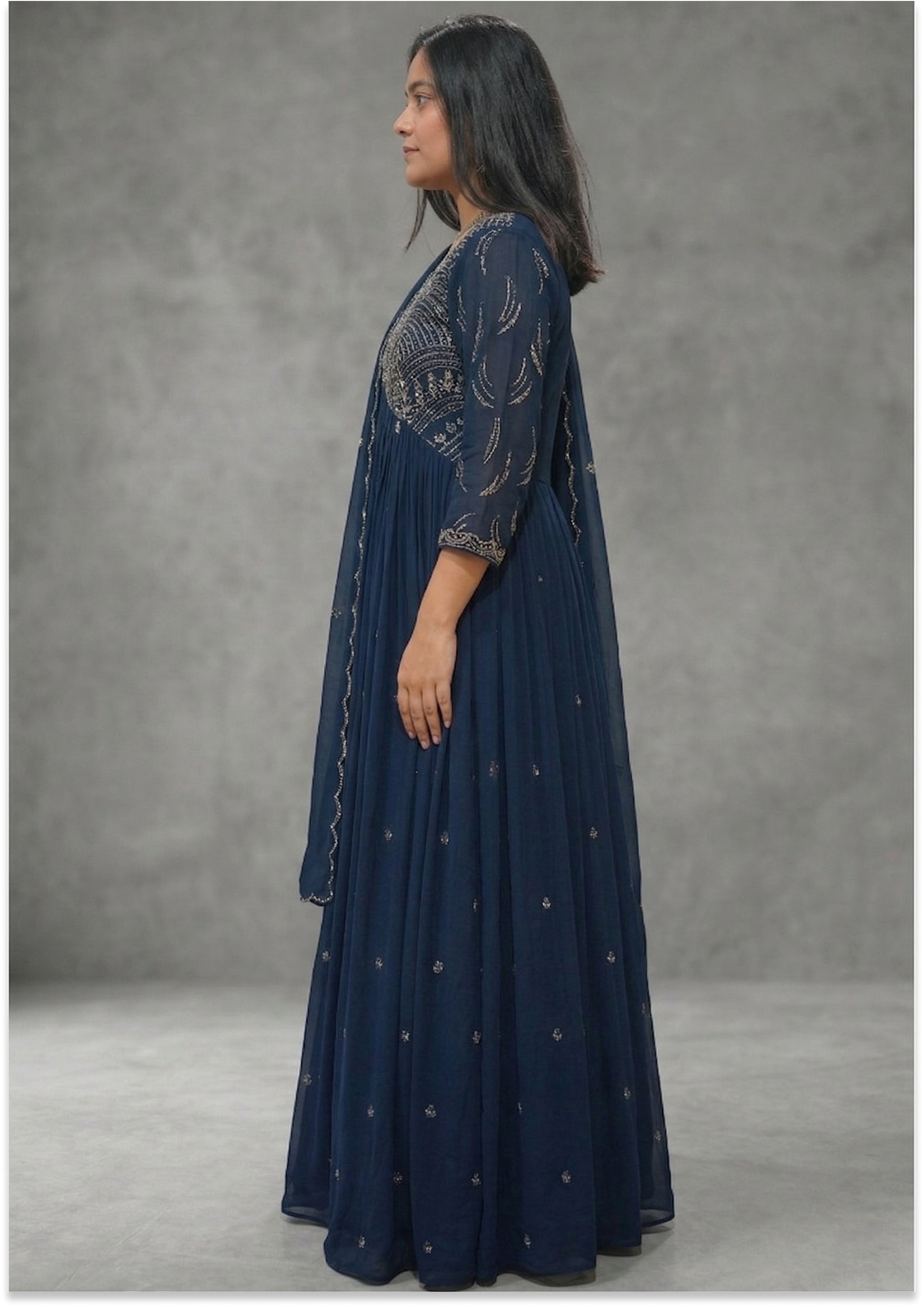 Navy Blue Handcrafted Aliya cut 3pc set