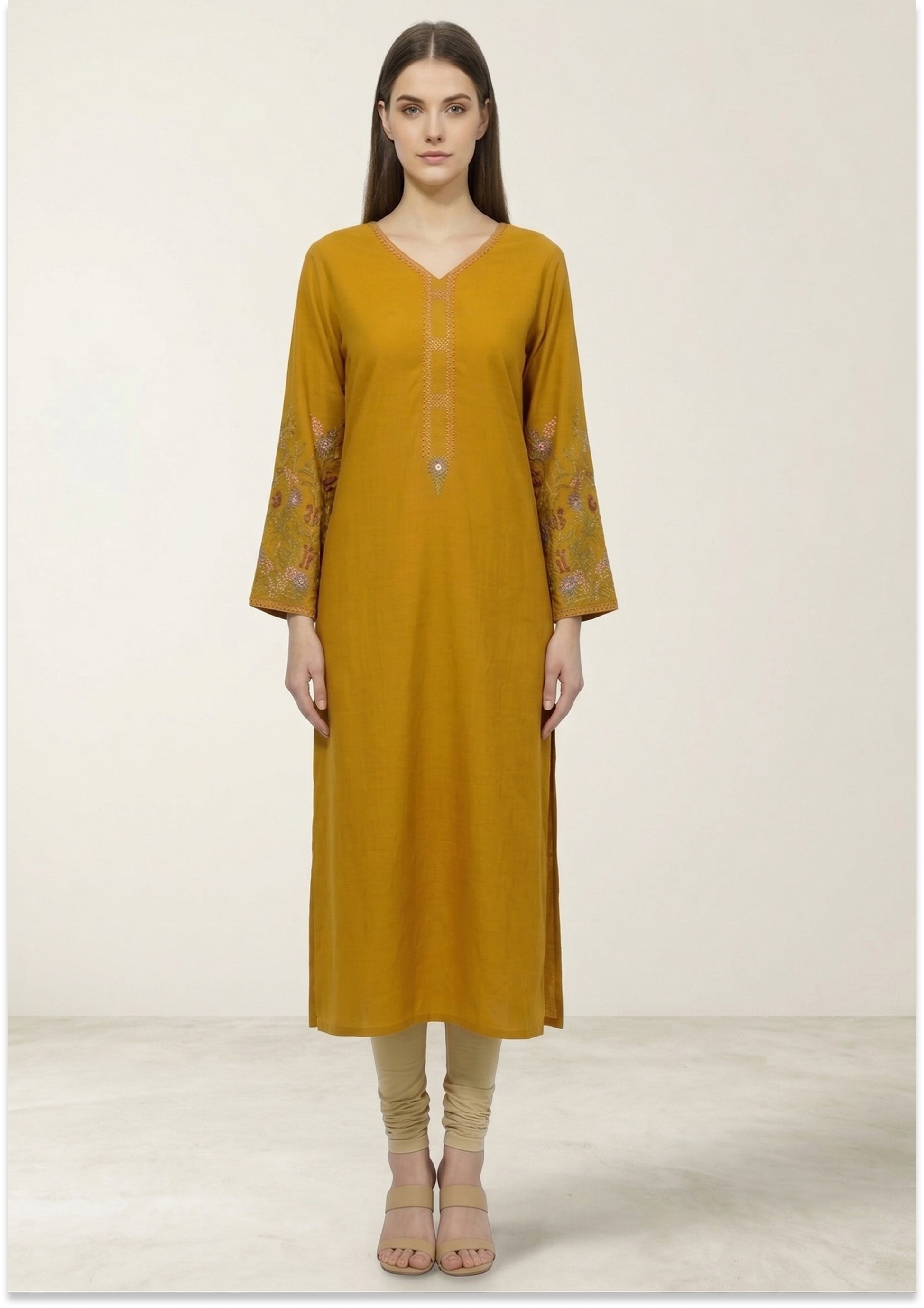 Orchre Yellow Handcrafted Cotton Kurti