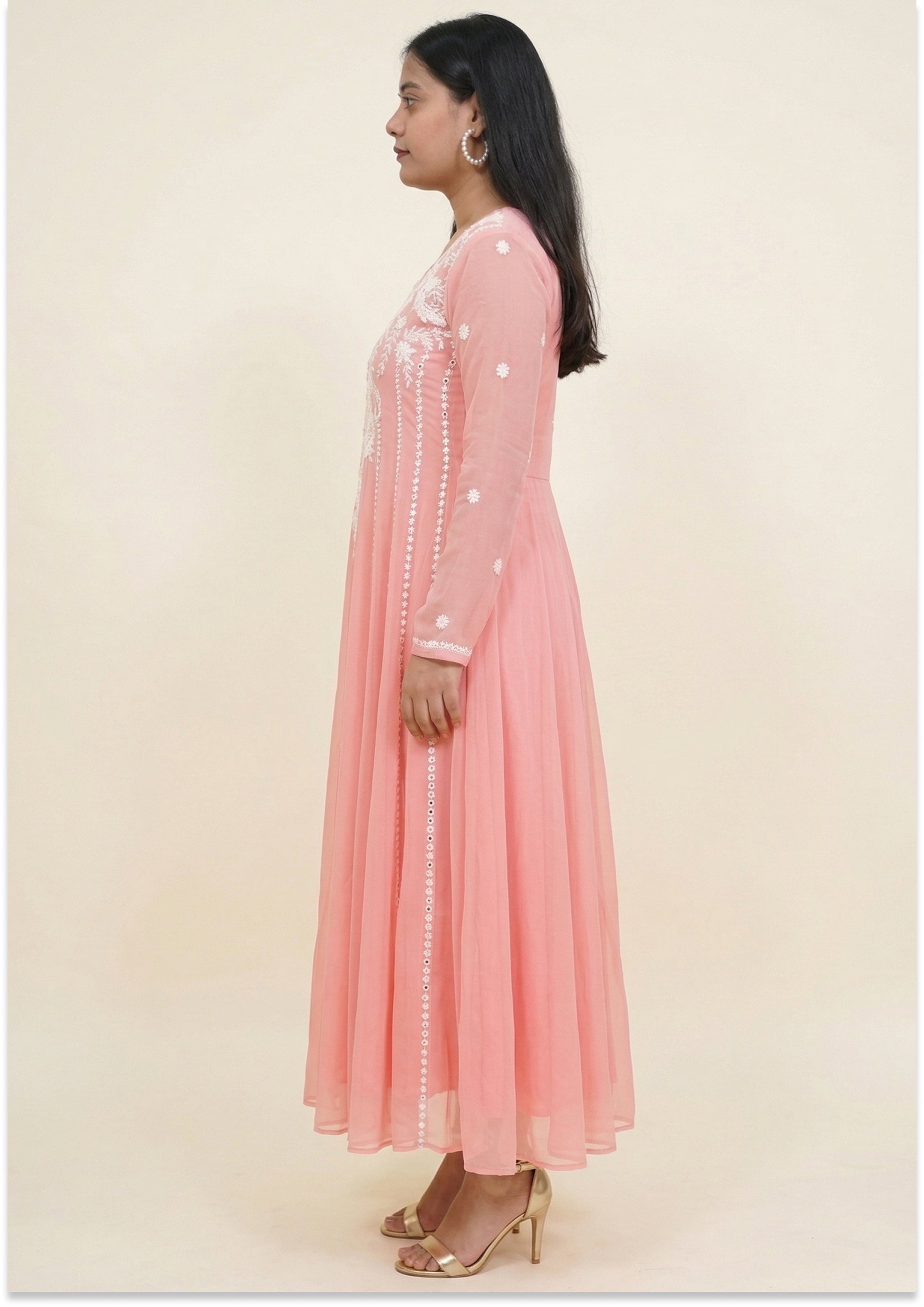 Peach Handcrafted Indo-Western 3pc Suit set