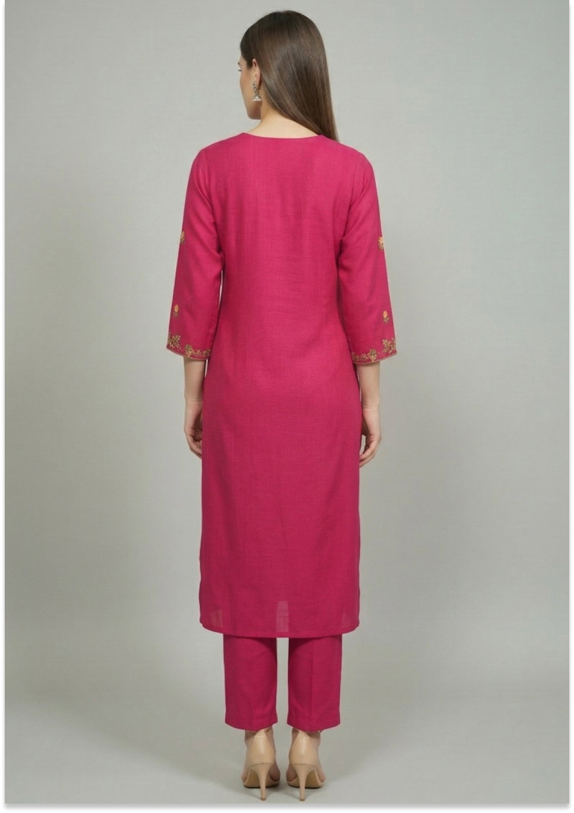 Magenta Art Silk Handcrafted 3pc suit set