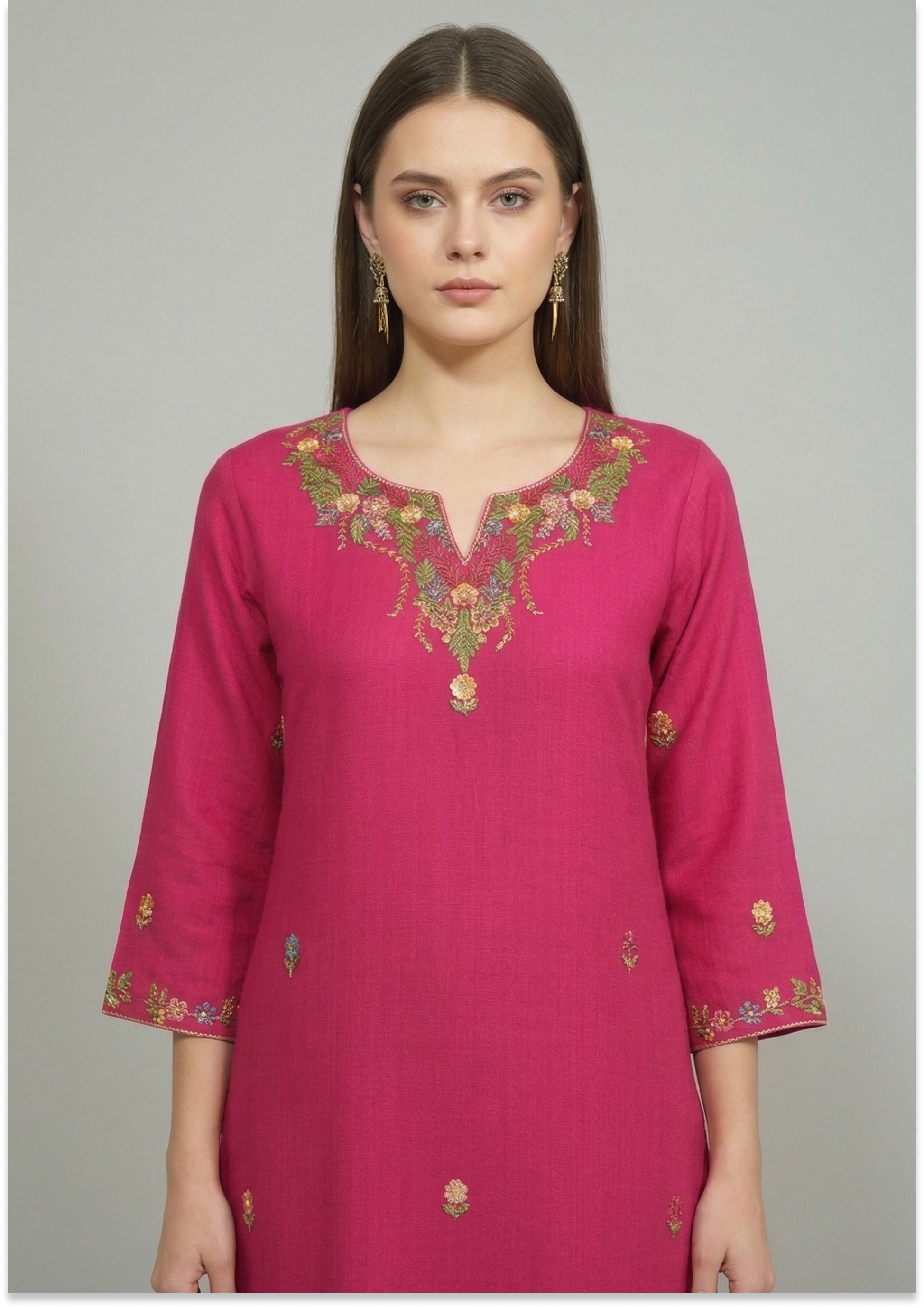 Magenta Art Silk Handcrafted 3pc suit set