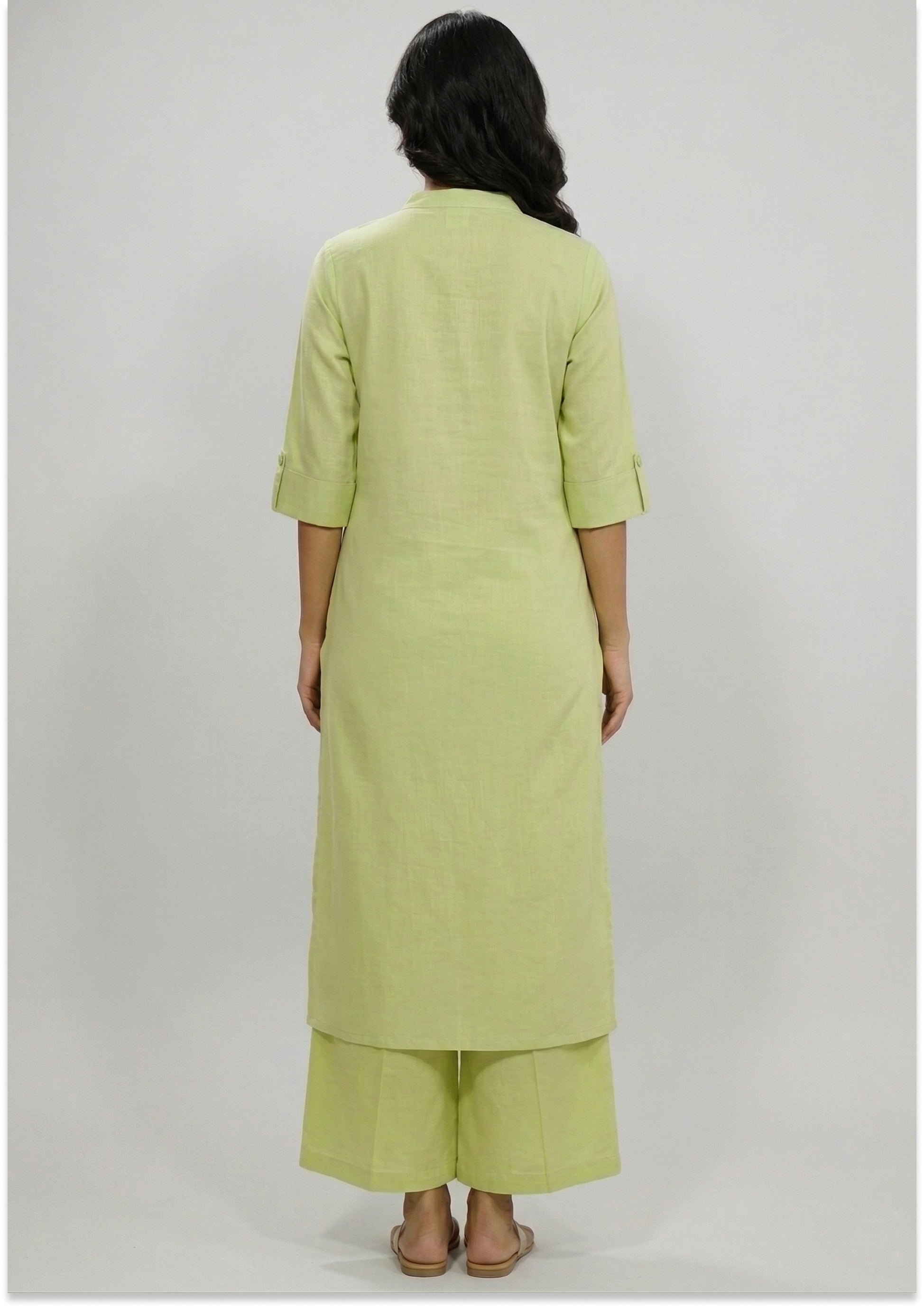 Light Pastel Green Handcrafted Mul Cotton Suit Set