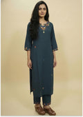 Dark Bottle Green Art Silk handcrafted 3pc suit set