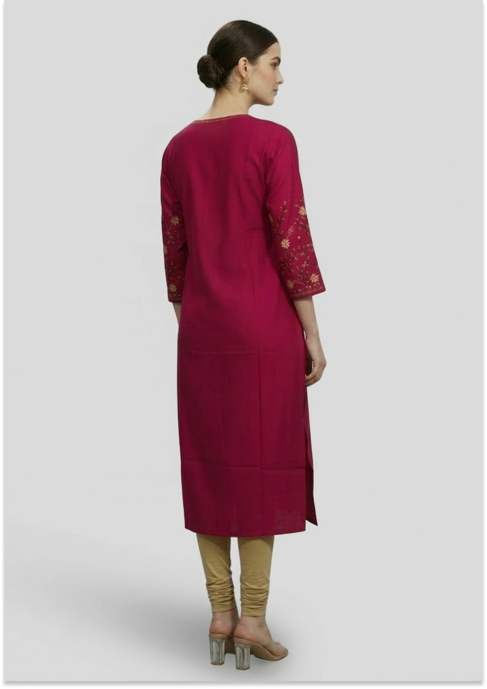 Magenta Art Silk Handcrafted Kurti