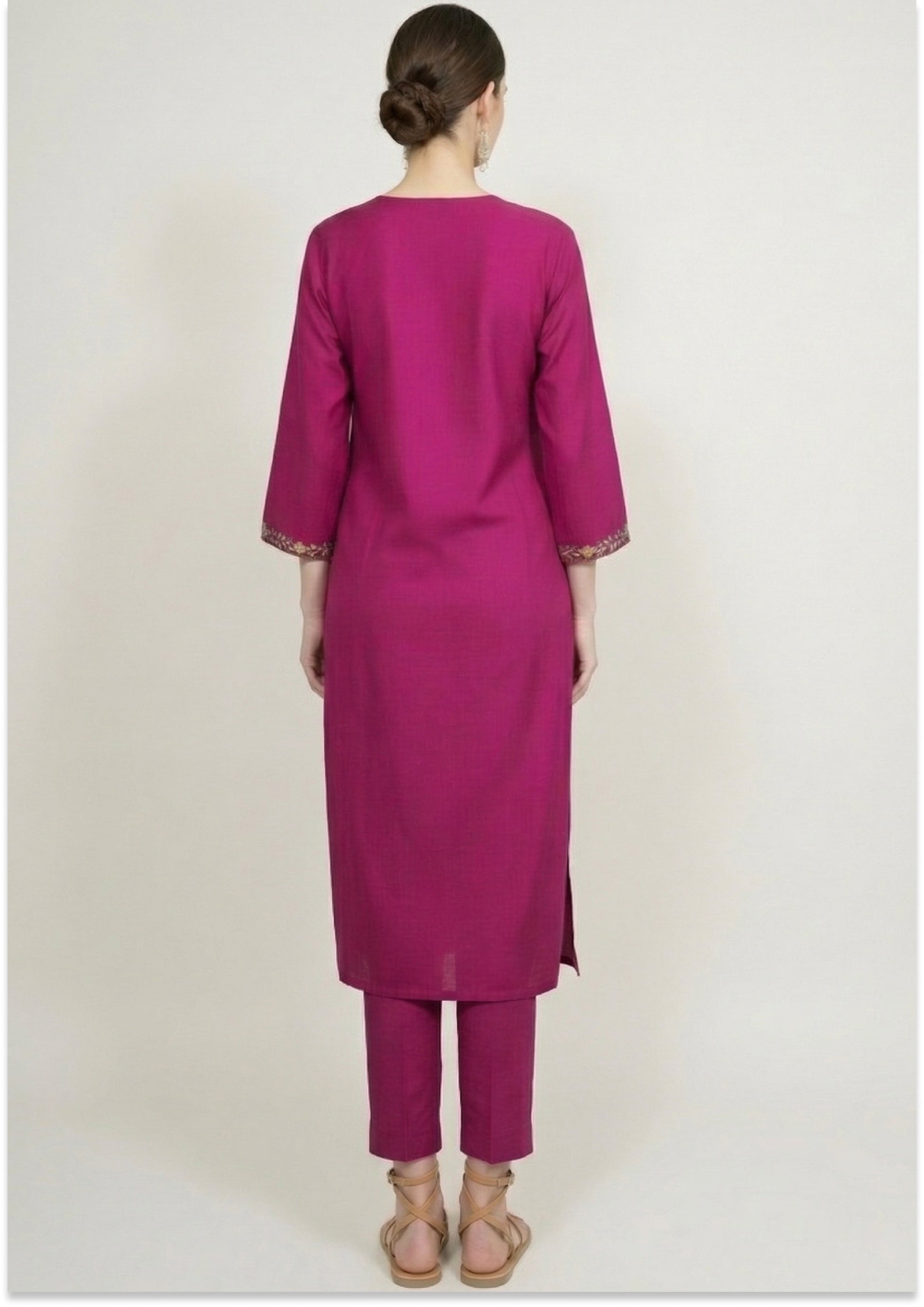 Light Plum Art Silk Handcrafted Suit Set