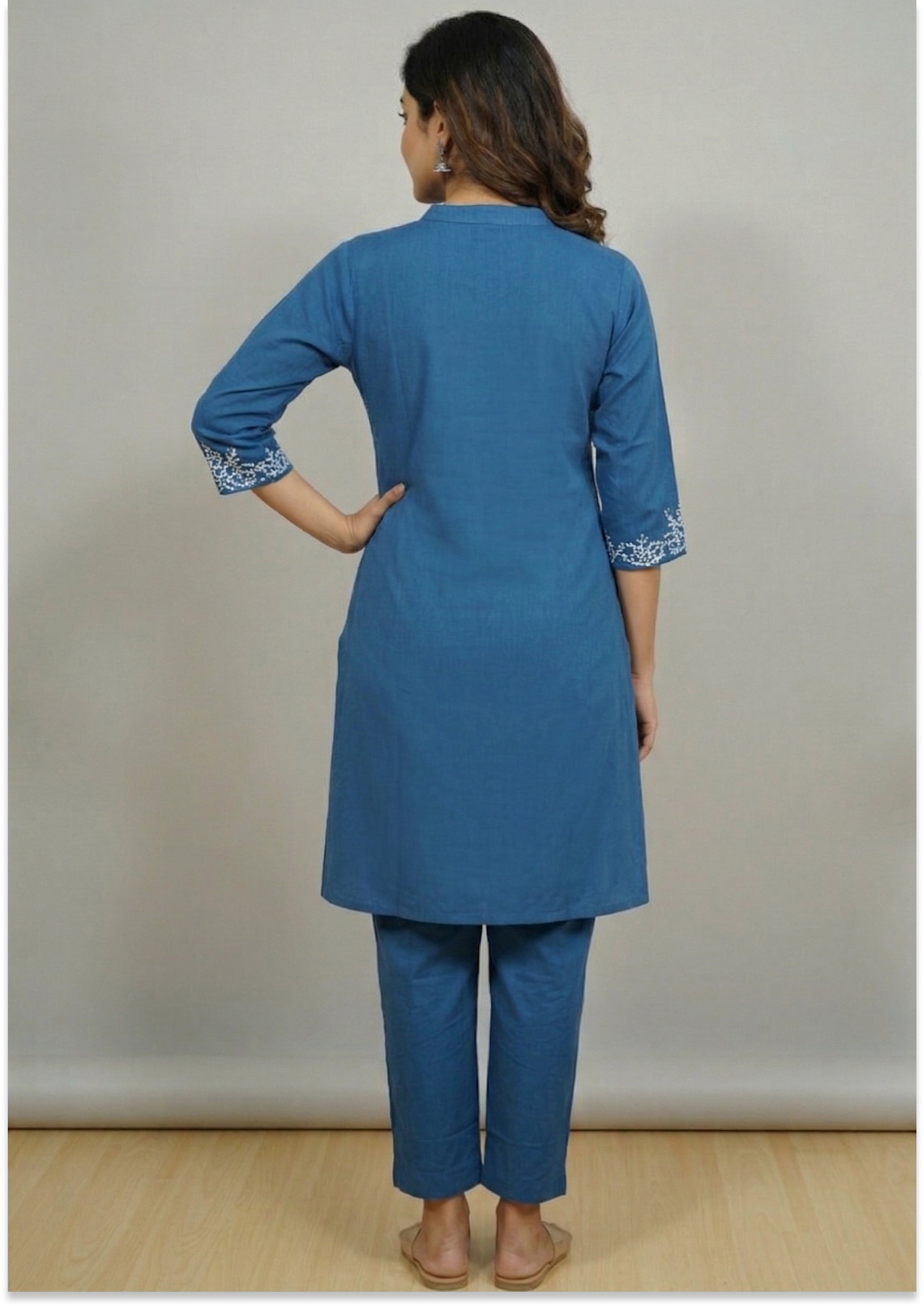 Petrol Blue Art Silk Handcrafted Co-ord Set