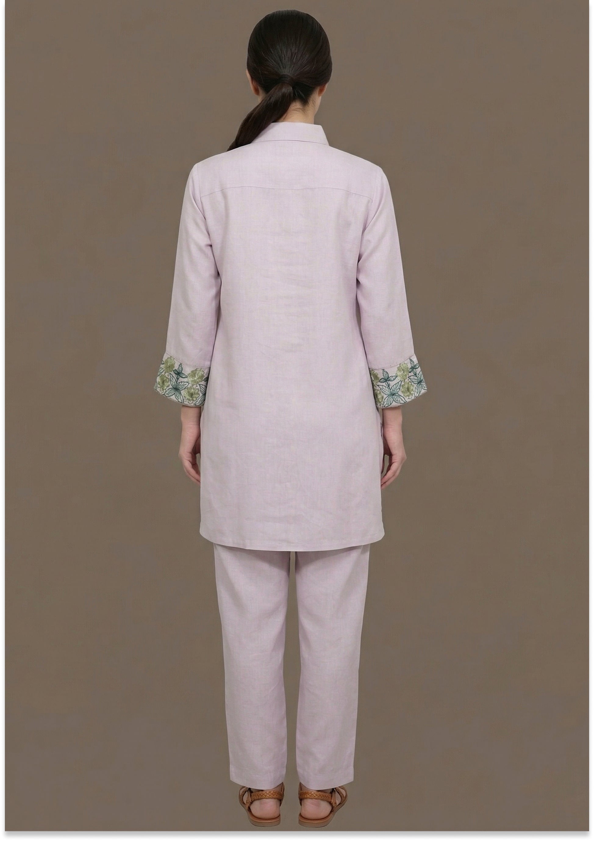 Light Lavender Handcrafted Silk Co-ord Set