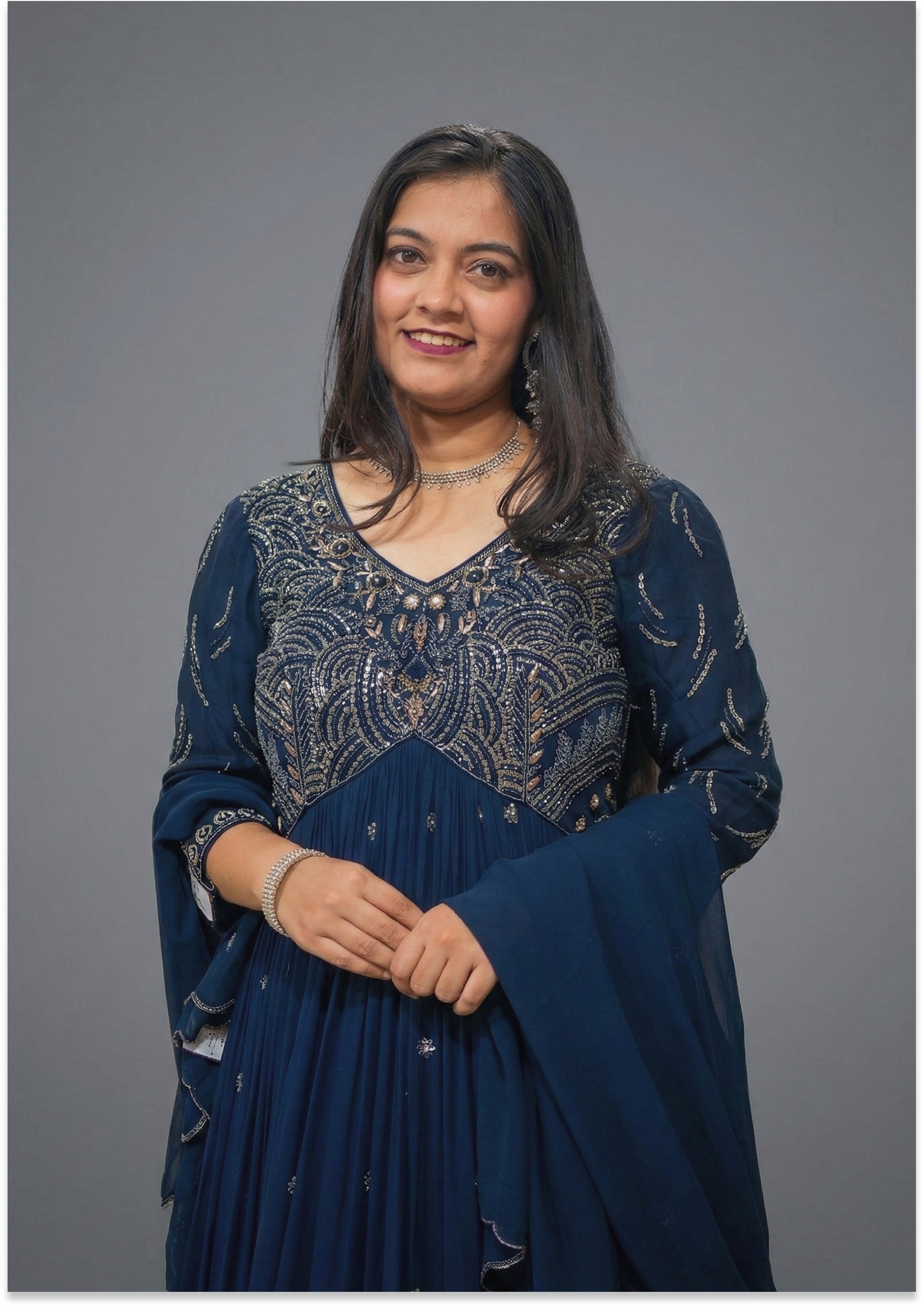 Navy Blue Handcrafted Aliya cut 3pc set
