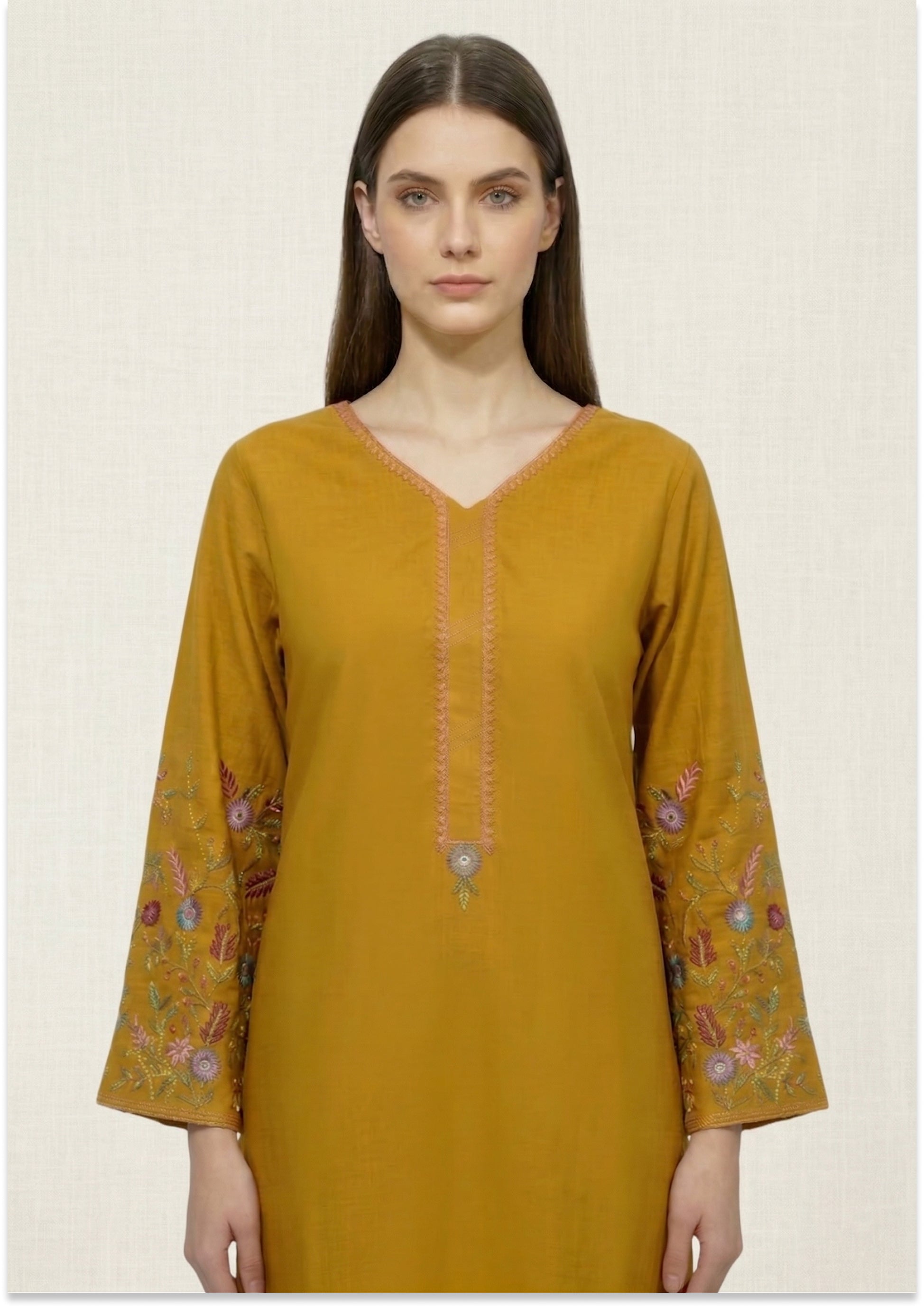 Orchre Yellow Handcrafted Cotton Kurti