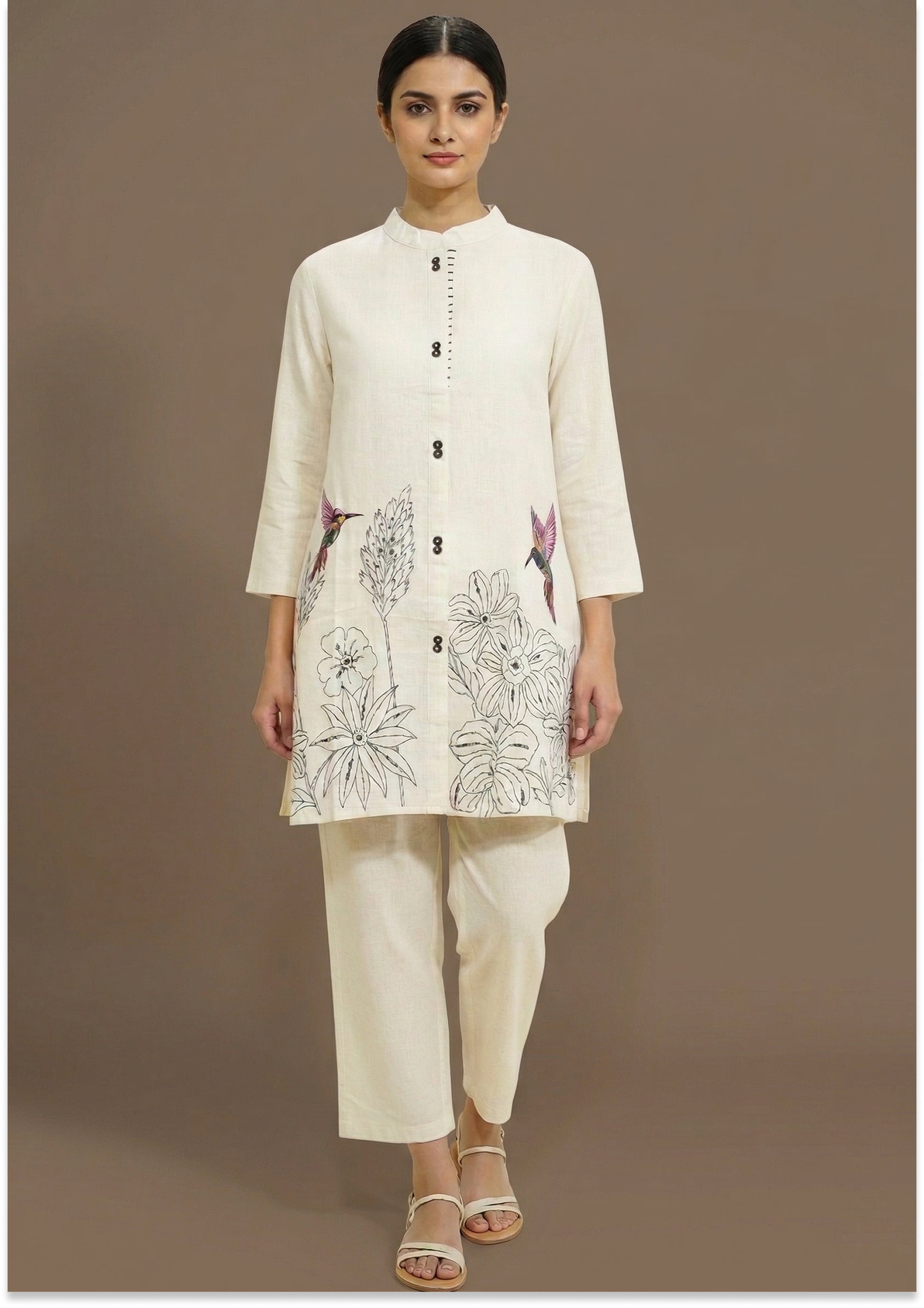 Khadi Cream Handcrafted Co-ord Set