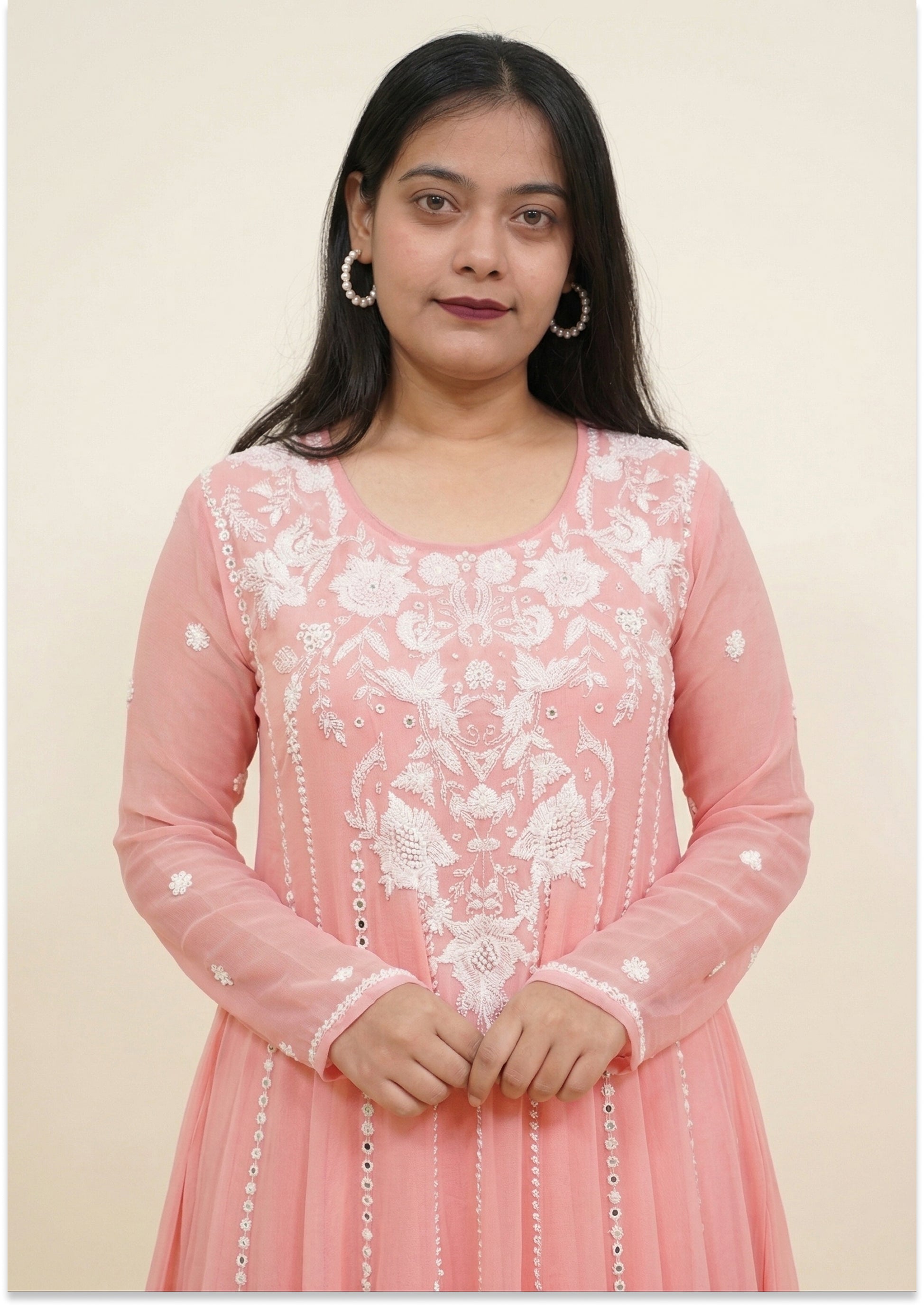 Peach Handcrafted Indo-Western 3pc Suit set