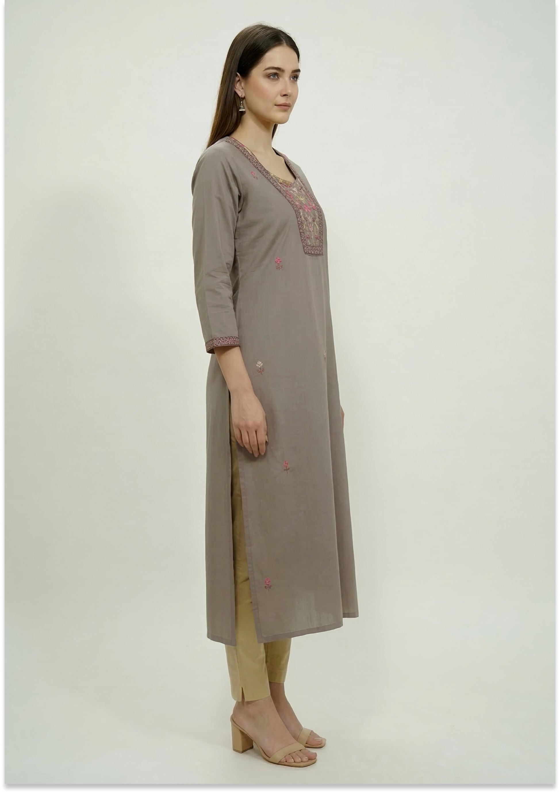 Mushroom Brown Handcrafted Kurti