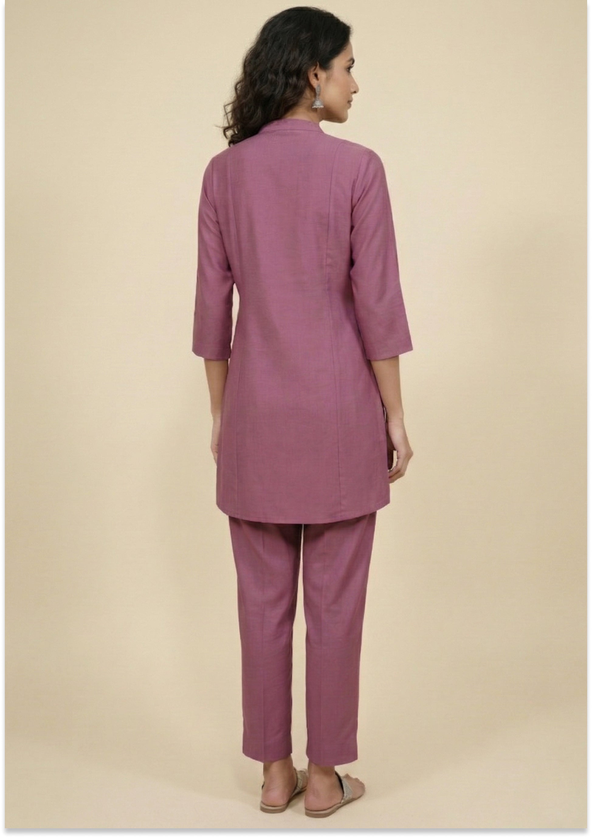 Dark Onion Pink Art Crepe Co-ord Set