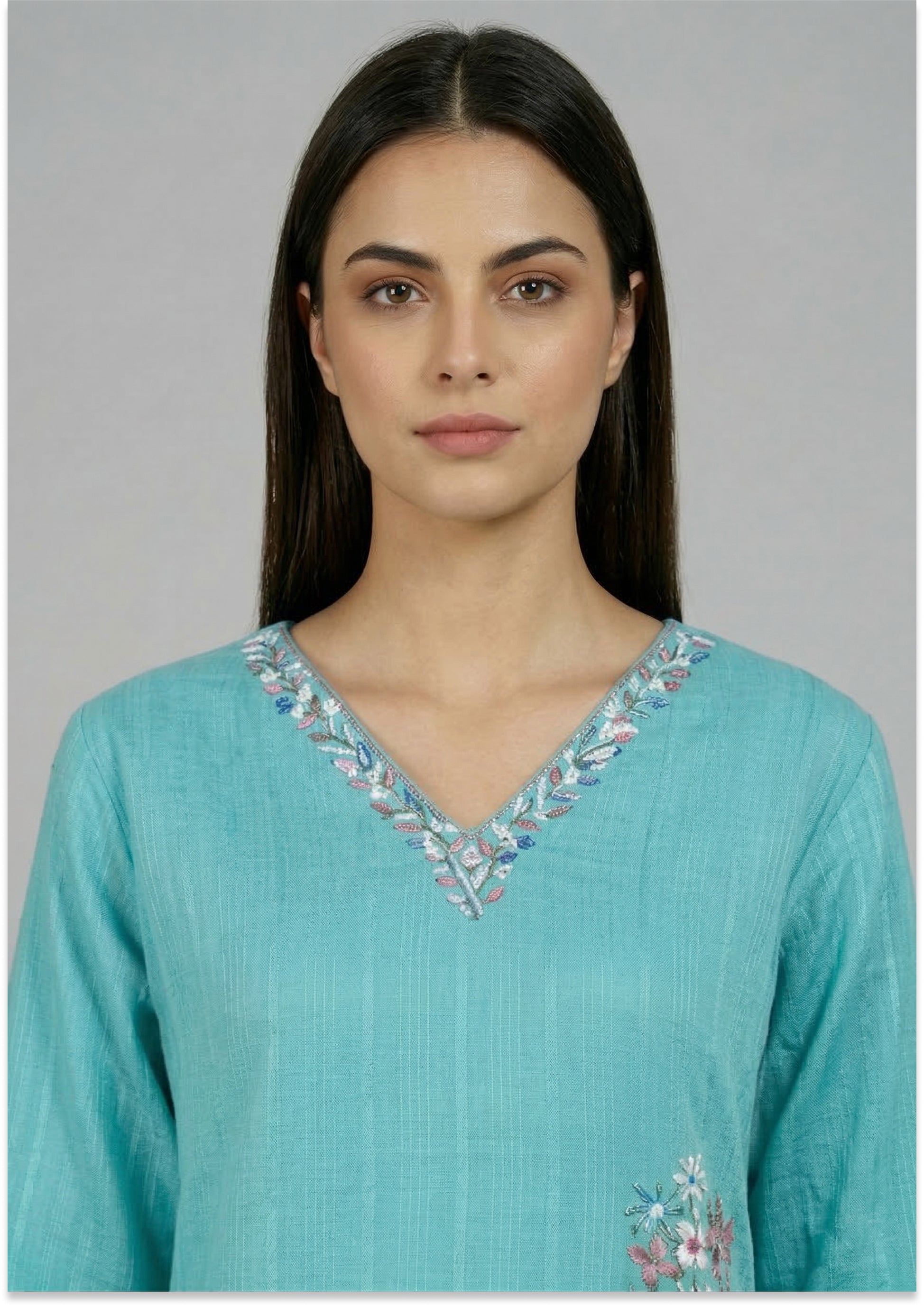 Turquoise Blue Handcrafted Kurti