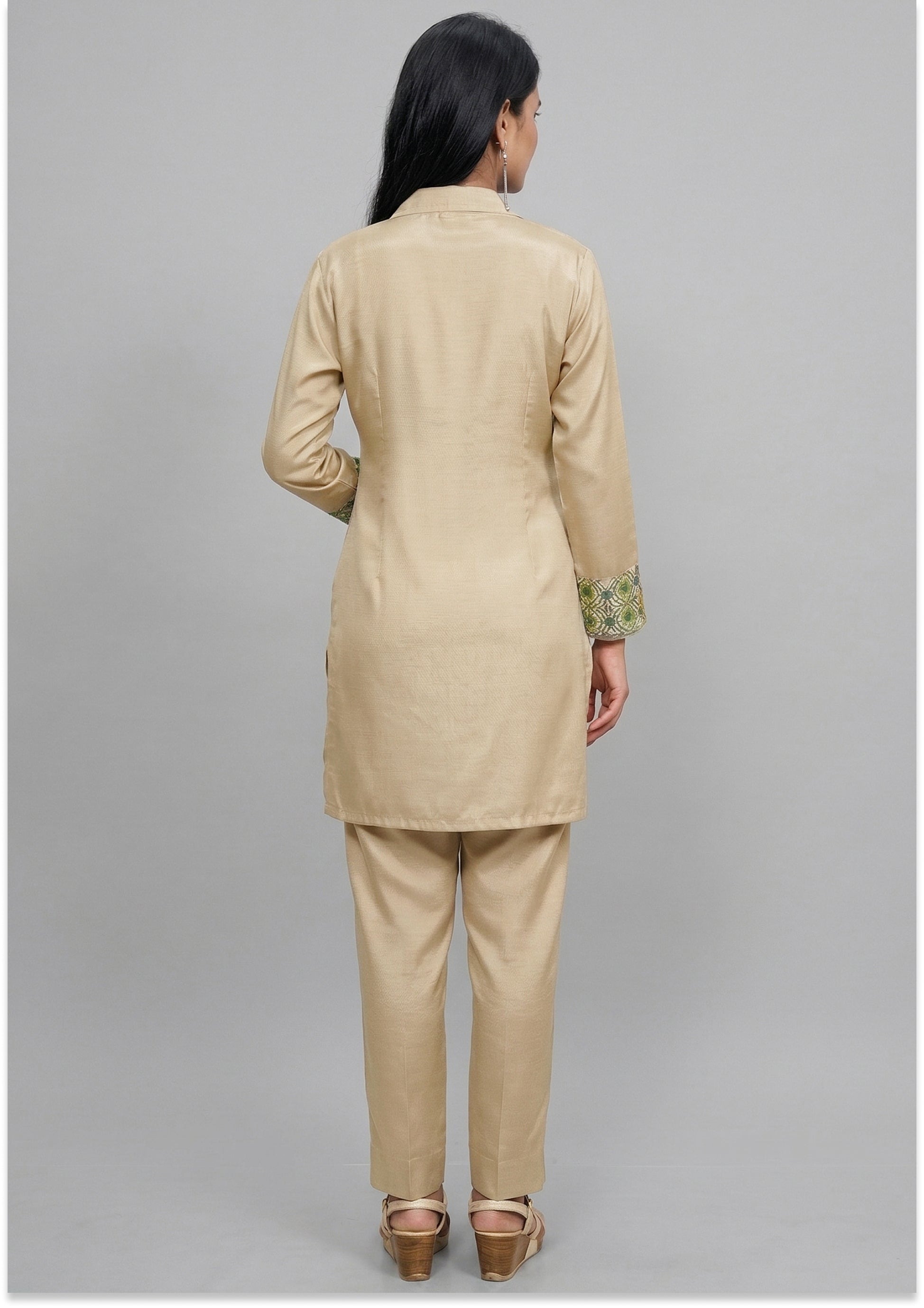 Beige Handcrafted Silk Co-ord Set