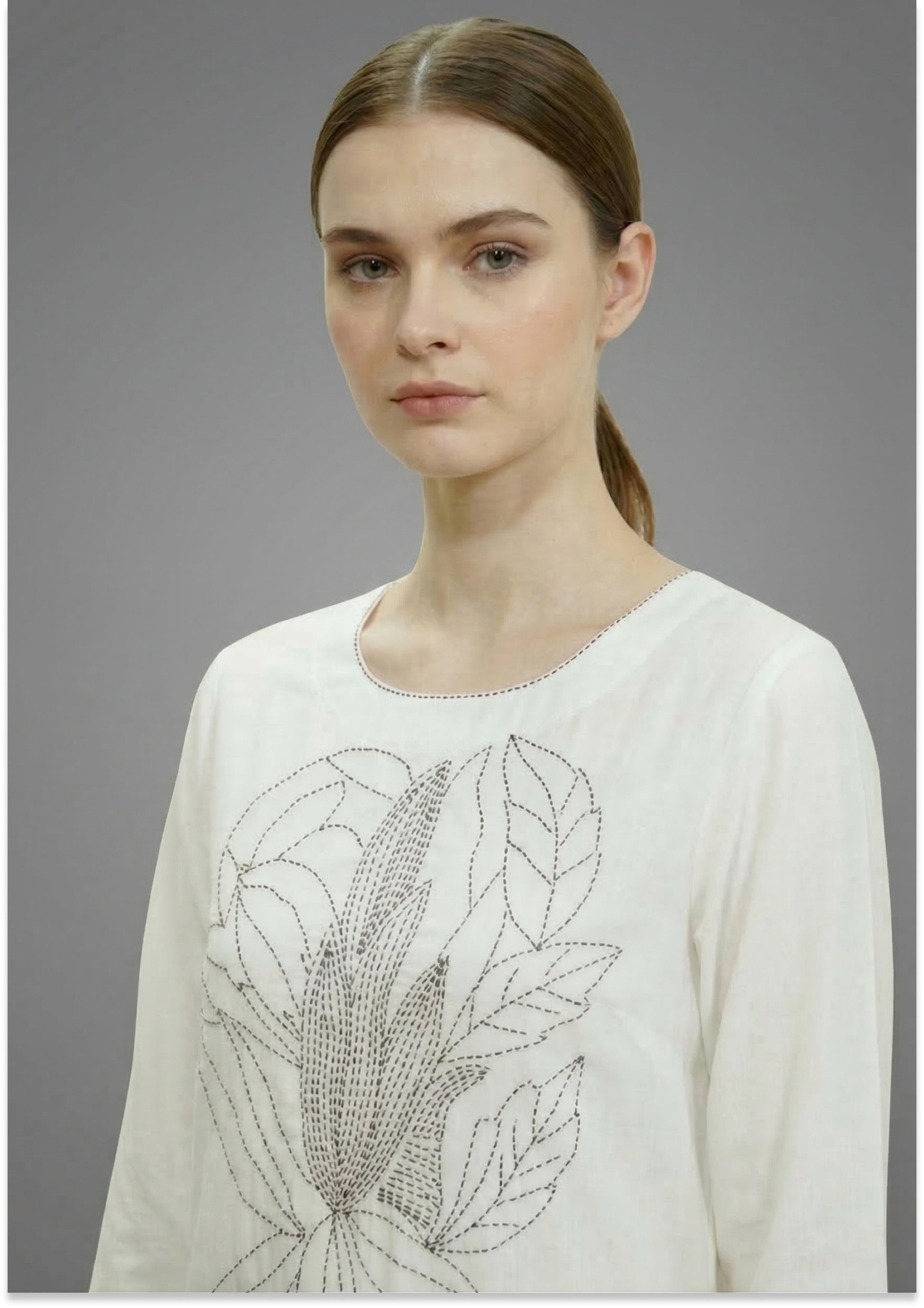 White Art Silk Handcrafted Kurti