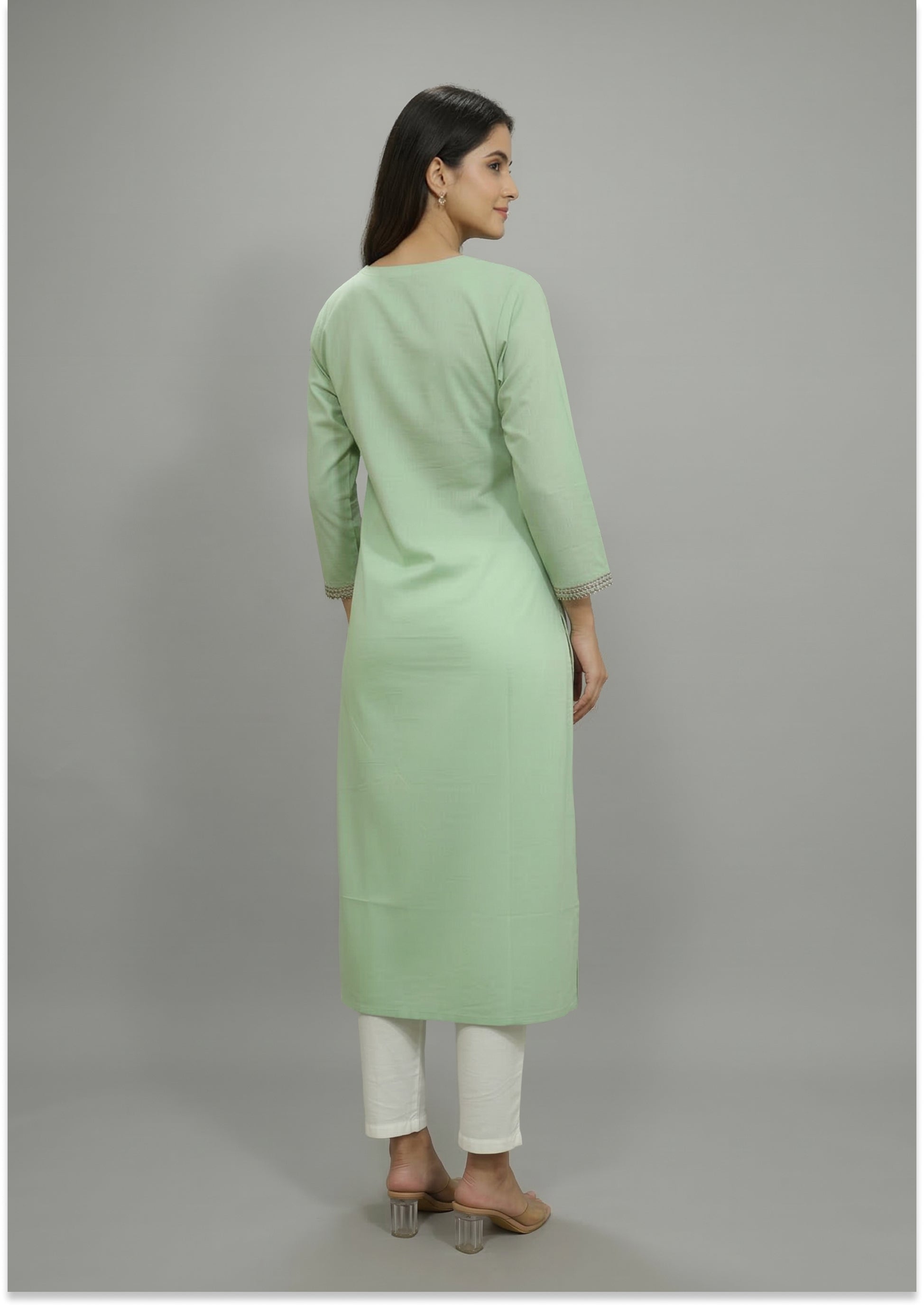 Teel Green Handcrafted Cotton Kurti