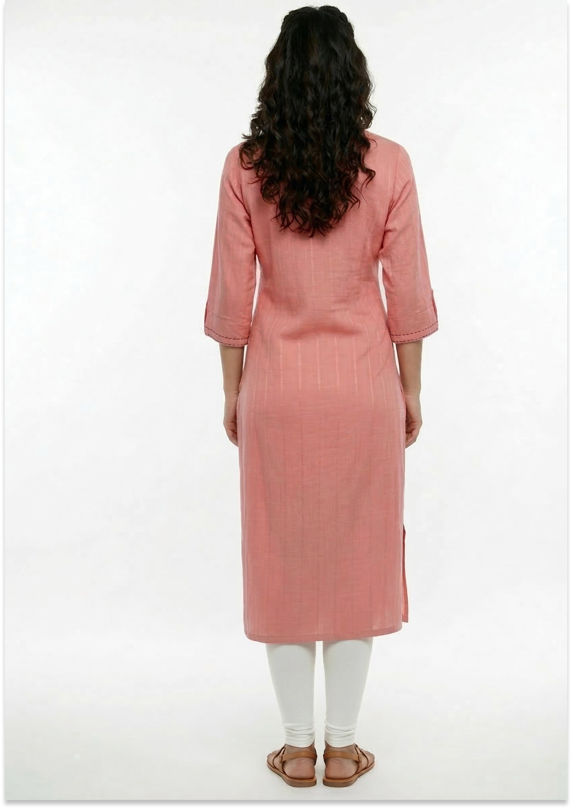 Peach Cotton Handcrafted Kurti