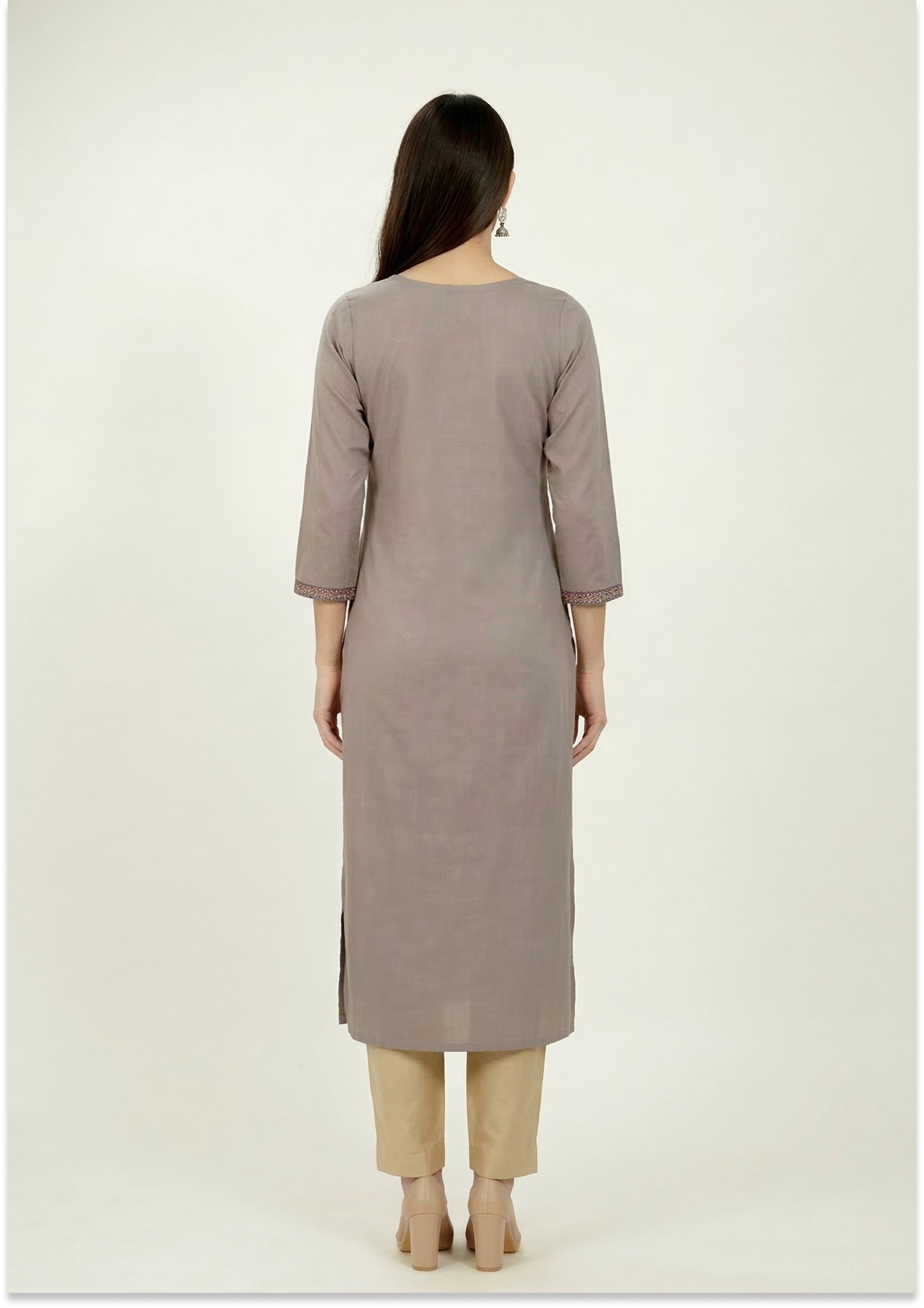 Mushroom Brown Handcrafted Kurti