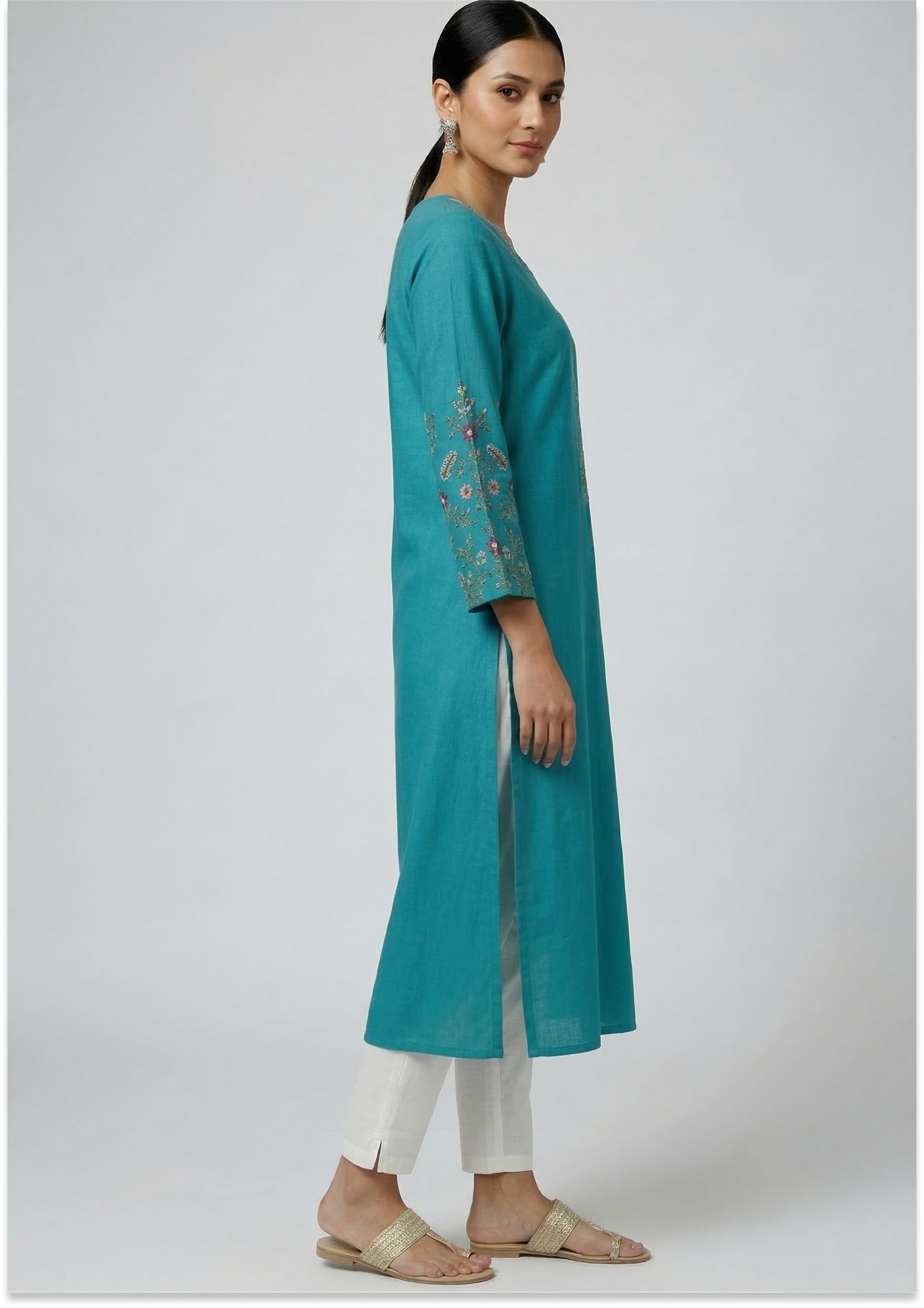 Turquoise Green Handcrafted Kurti