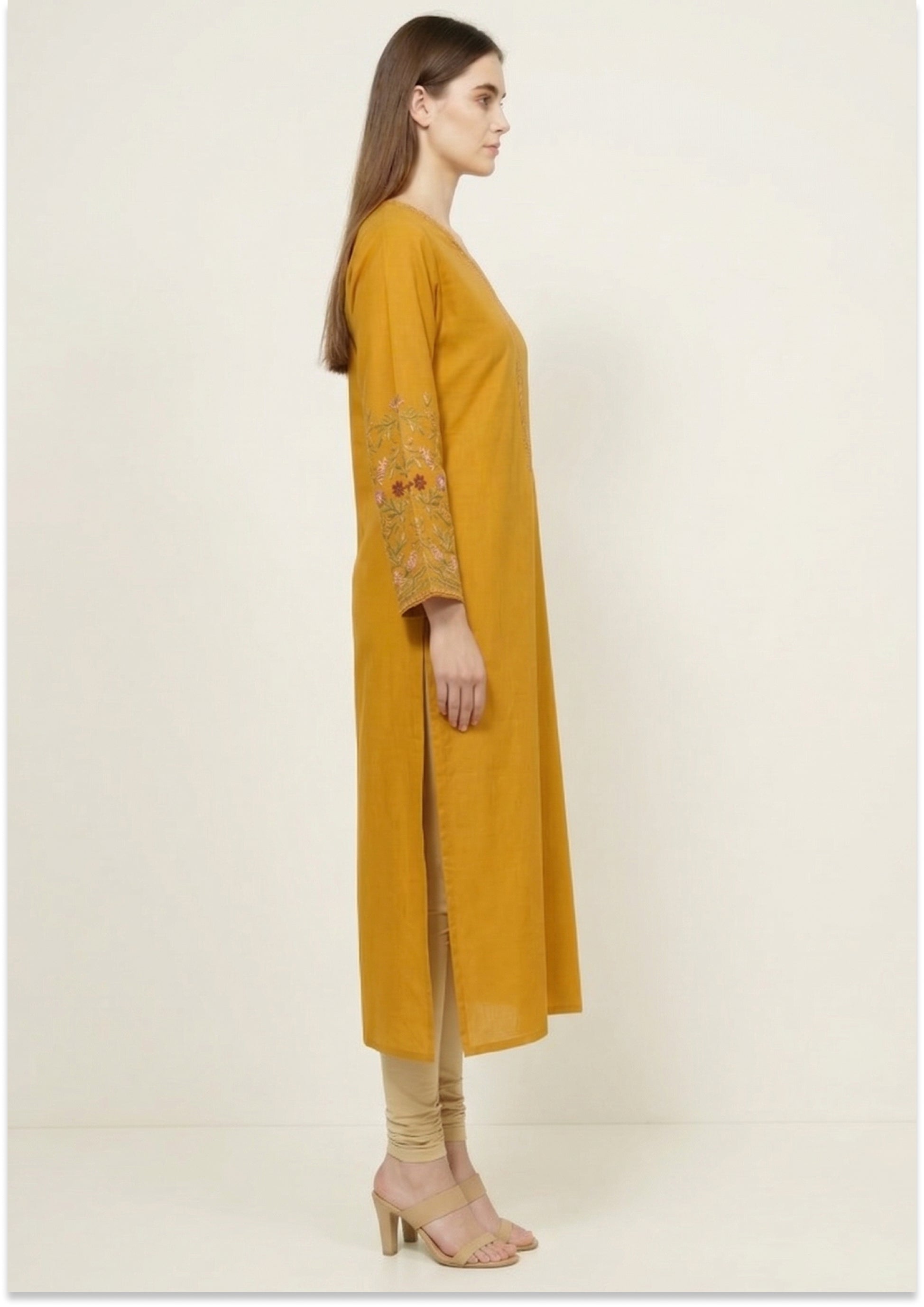 Orchre Yellow Handcrafted Cotton Kurti