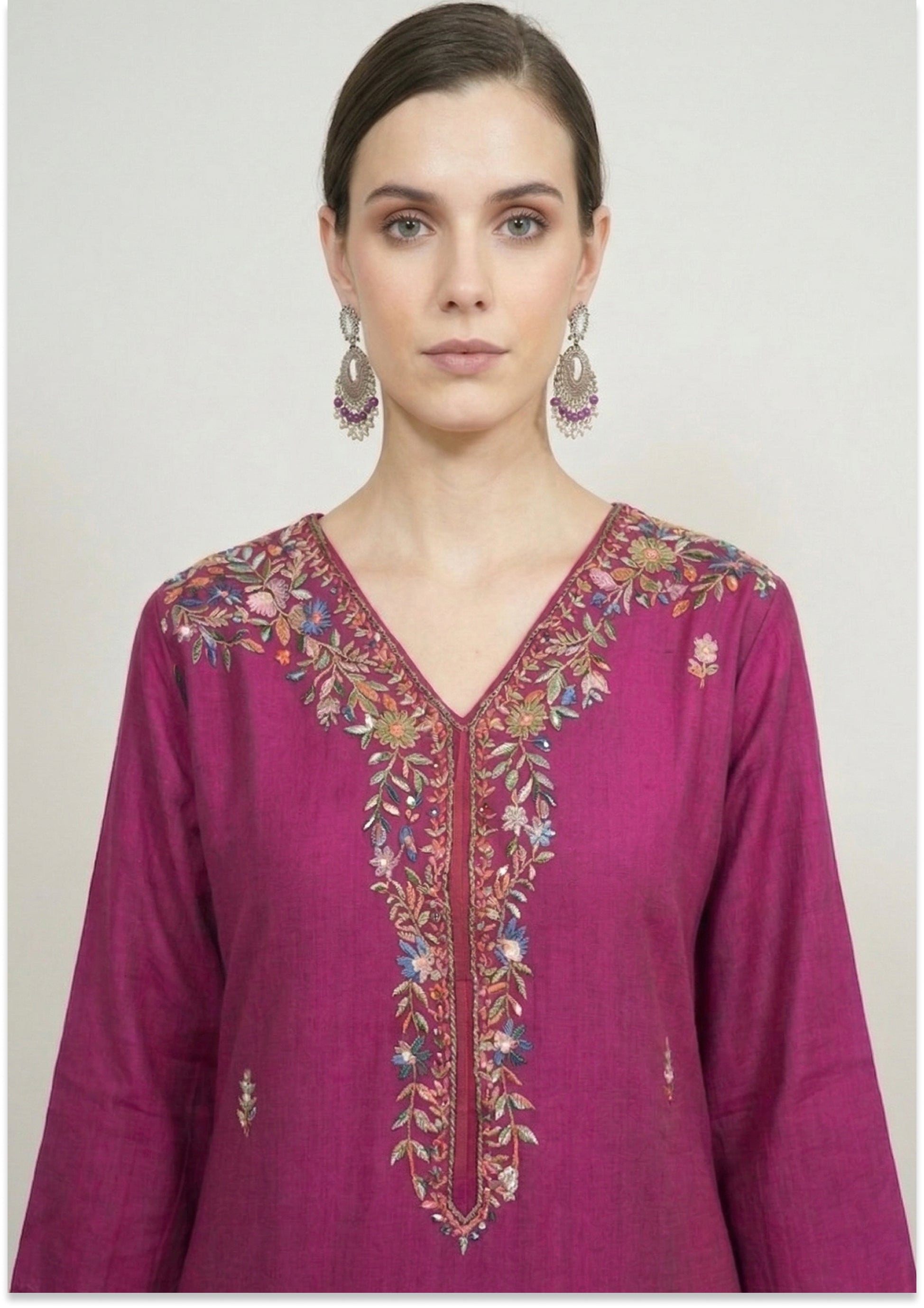 Light Plum Art Silk Handcrafted Suit Set