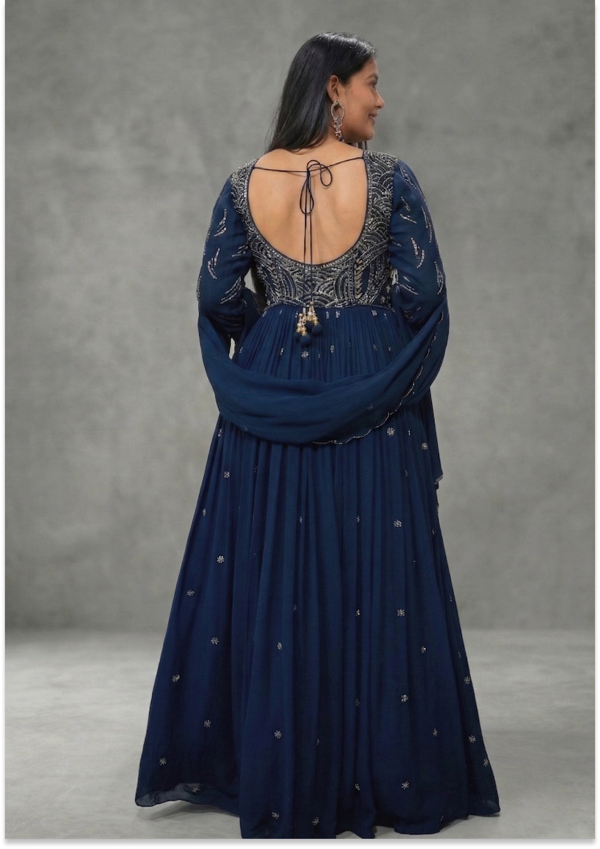 Navy Blue Handcrafted Aliya cut 3pc set