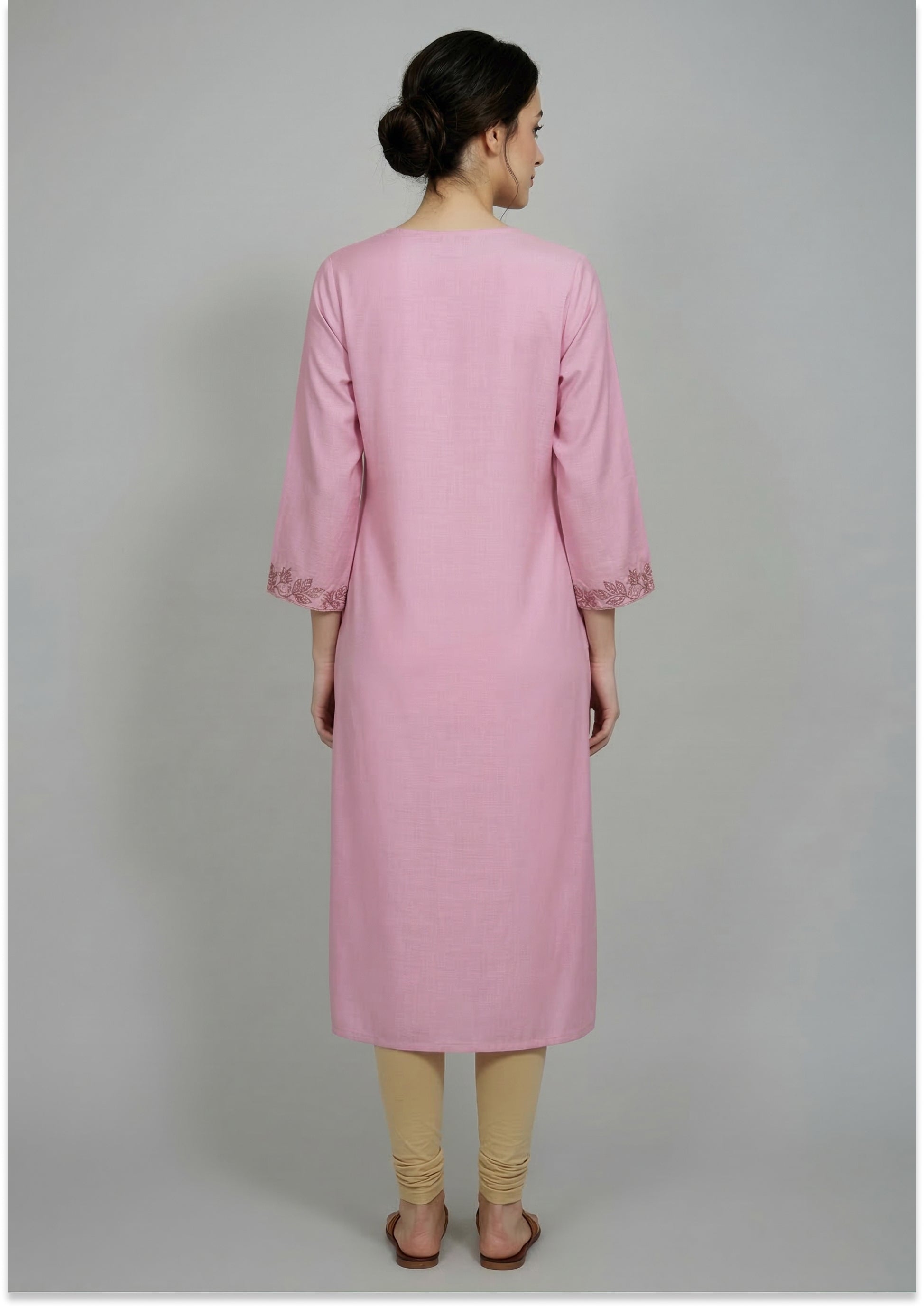 Onion Pink Handcrafted Cotton Kurti