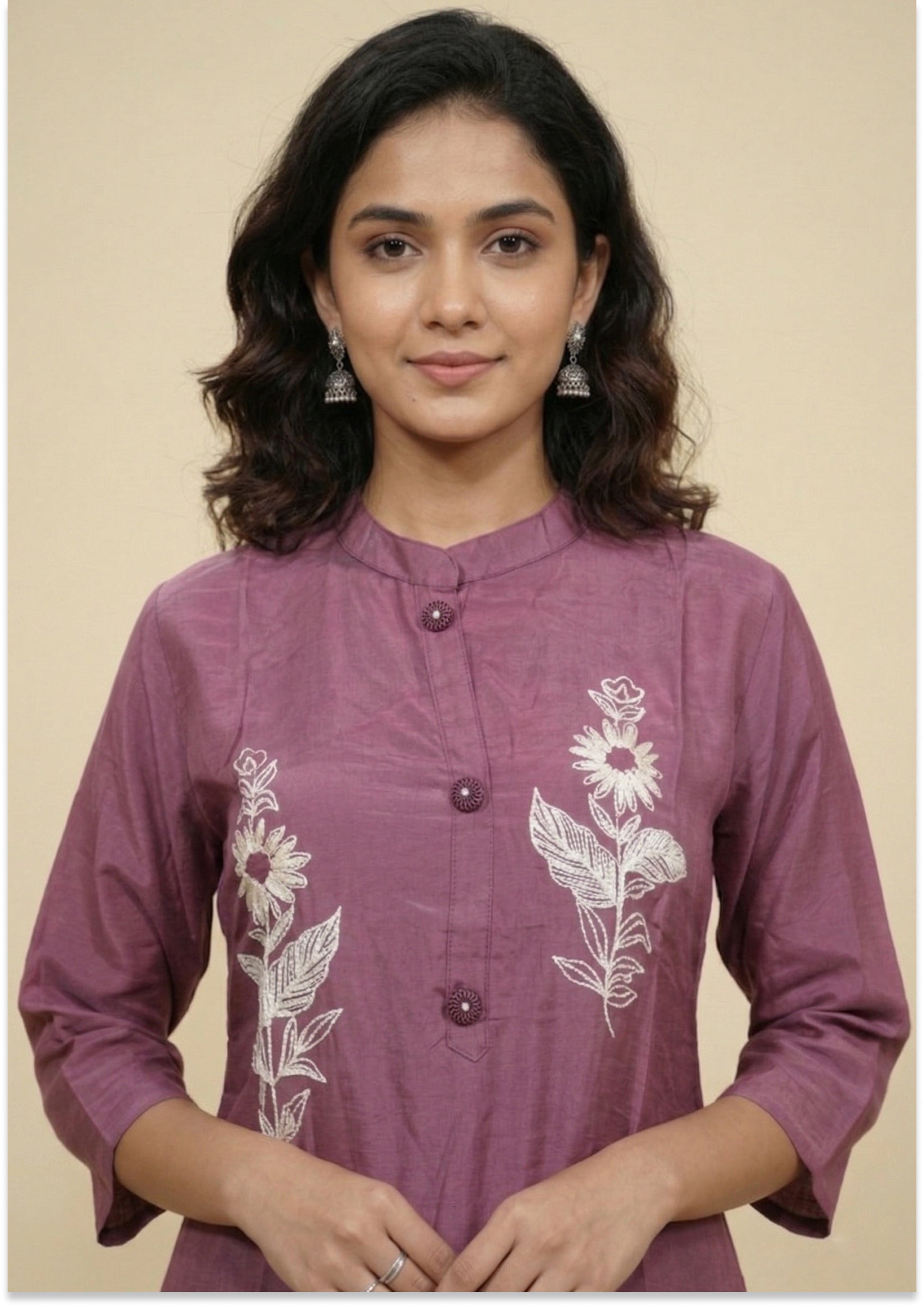 Dark Onion Pink Art Crepe Co-ord Set