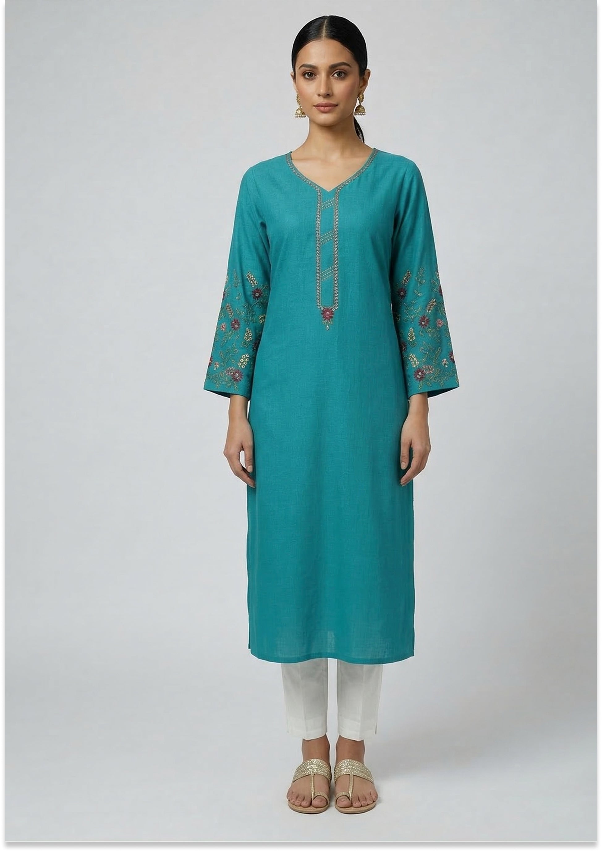 Turquoise Green Handcrafted Kurti