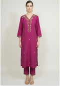Light Plum Art Silk Handcrafted Suit Set