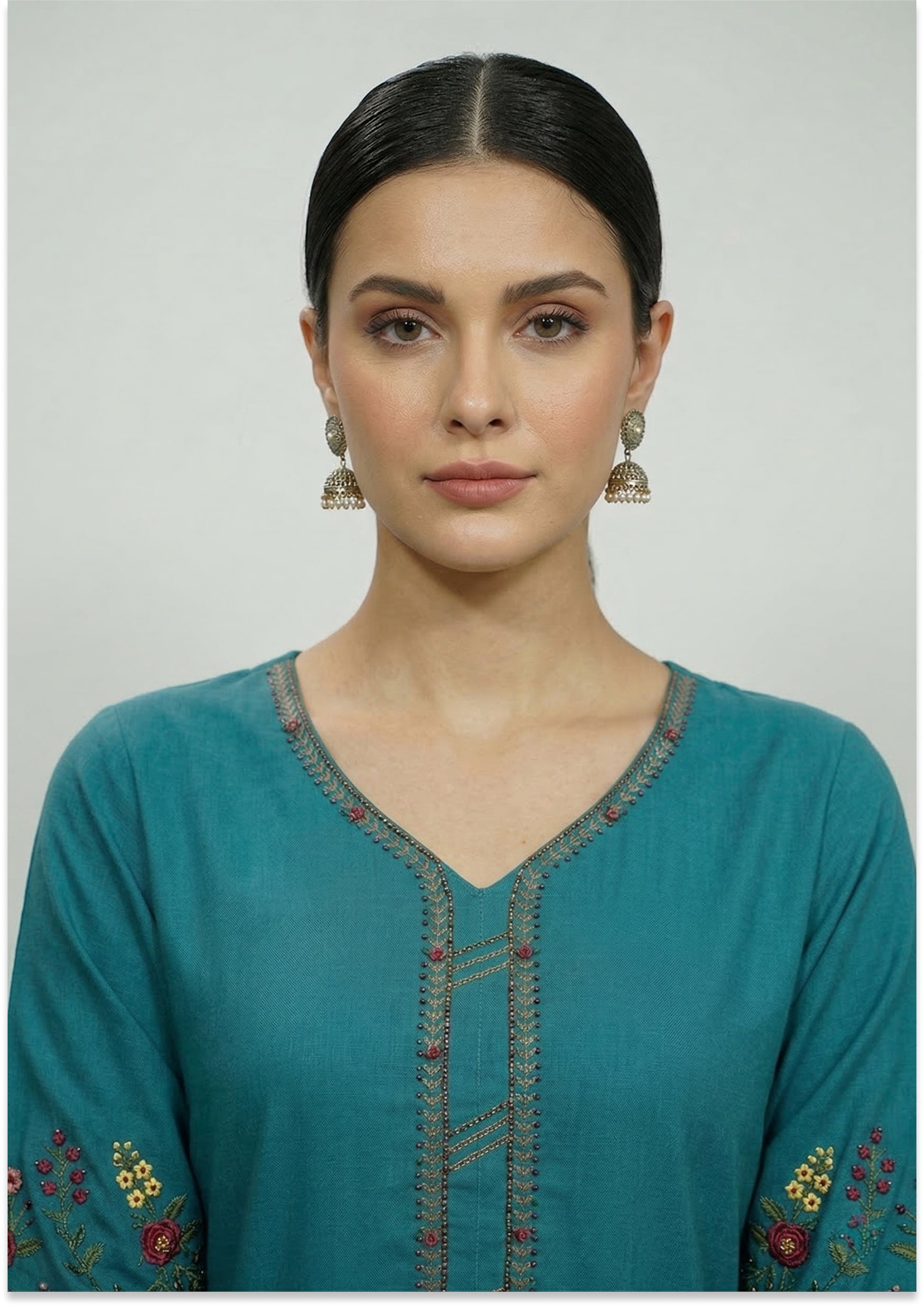 Turquoise Green Handcrafted Kurti