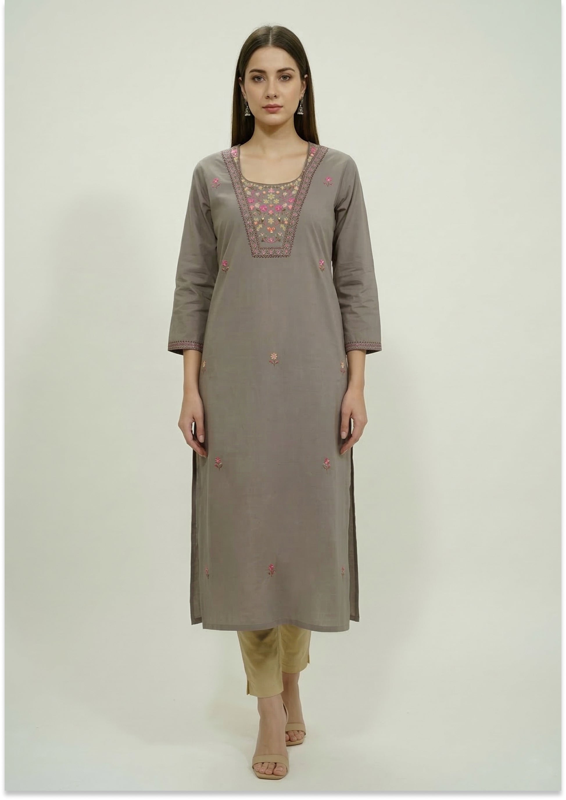 Mushroom Brown Handcrafted Kurti