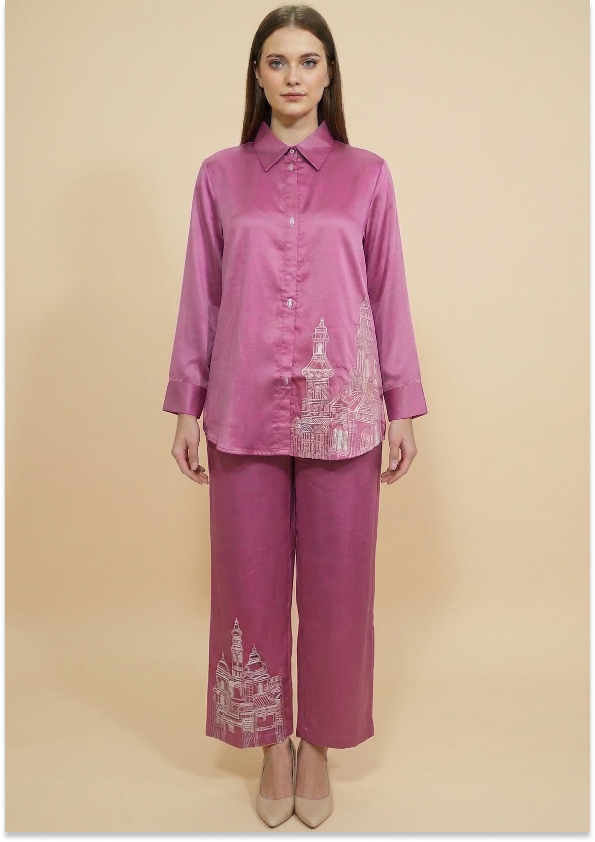 Onion Pink Handcrated Cotton Silk Co-ord Set
