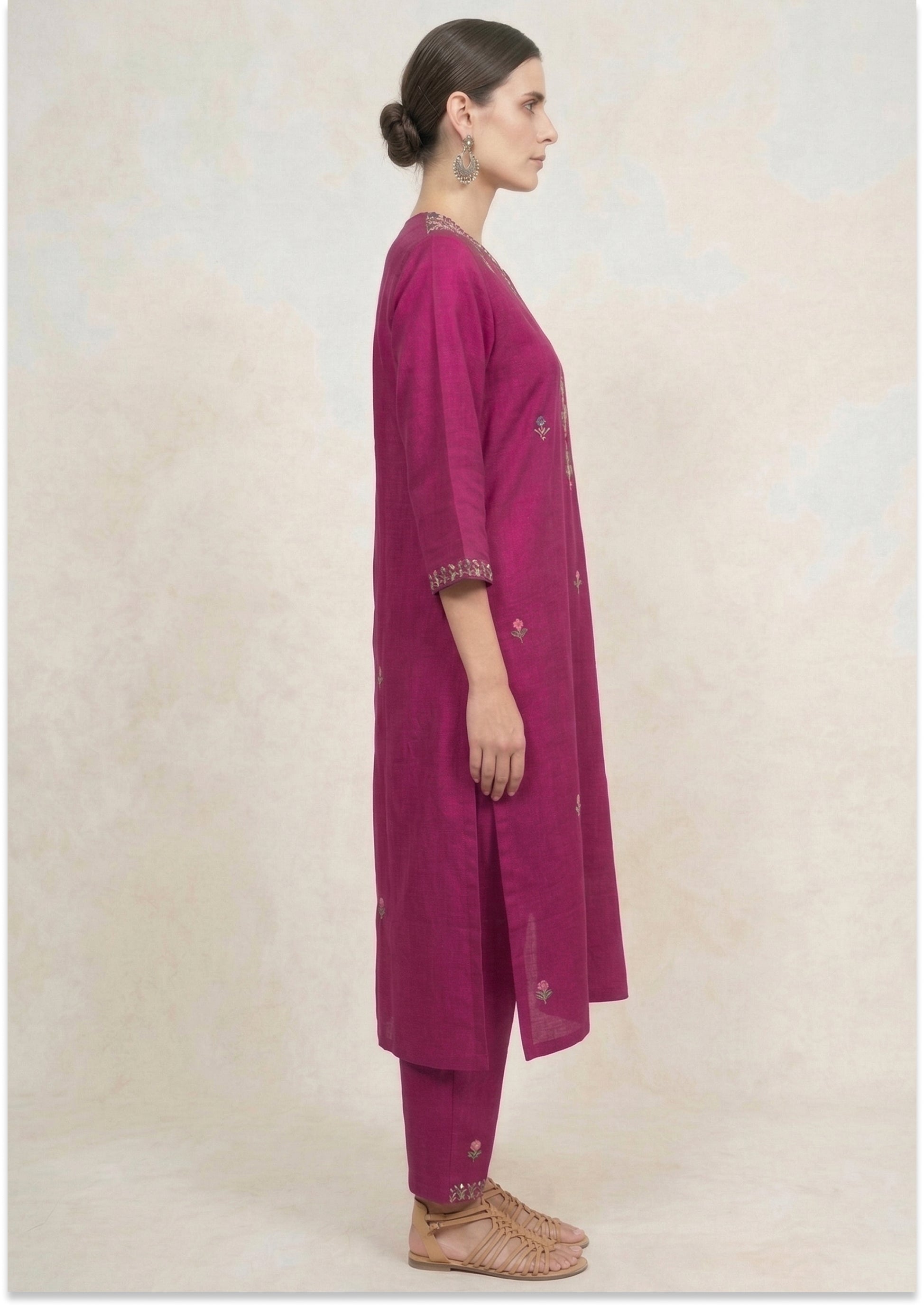 Light Plum Art Silk Handcrafted Suit Set