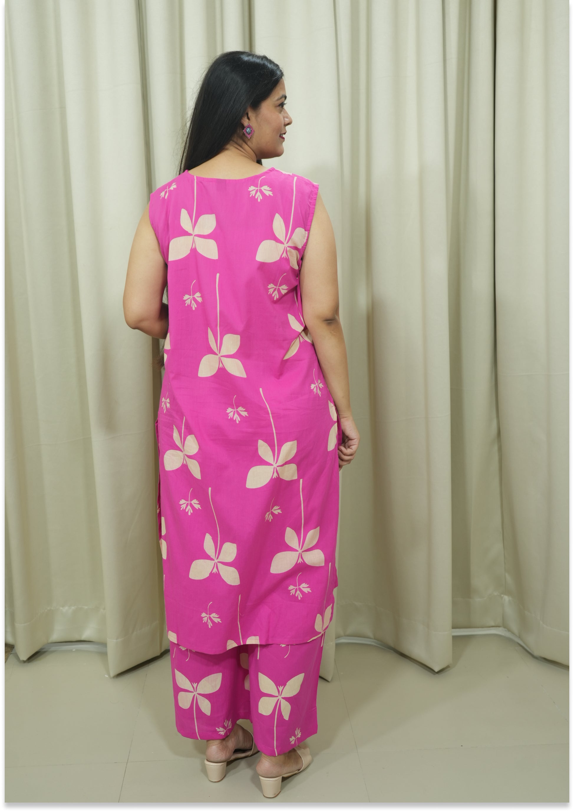 Pink Cotton Printed Handcrafted Co-ord Set