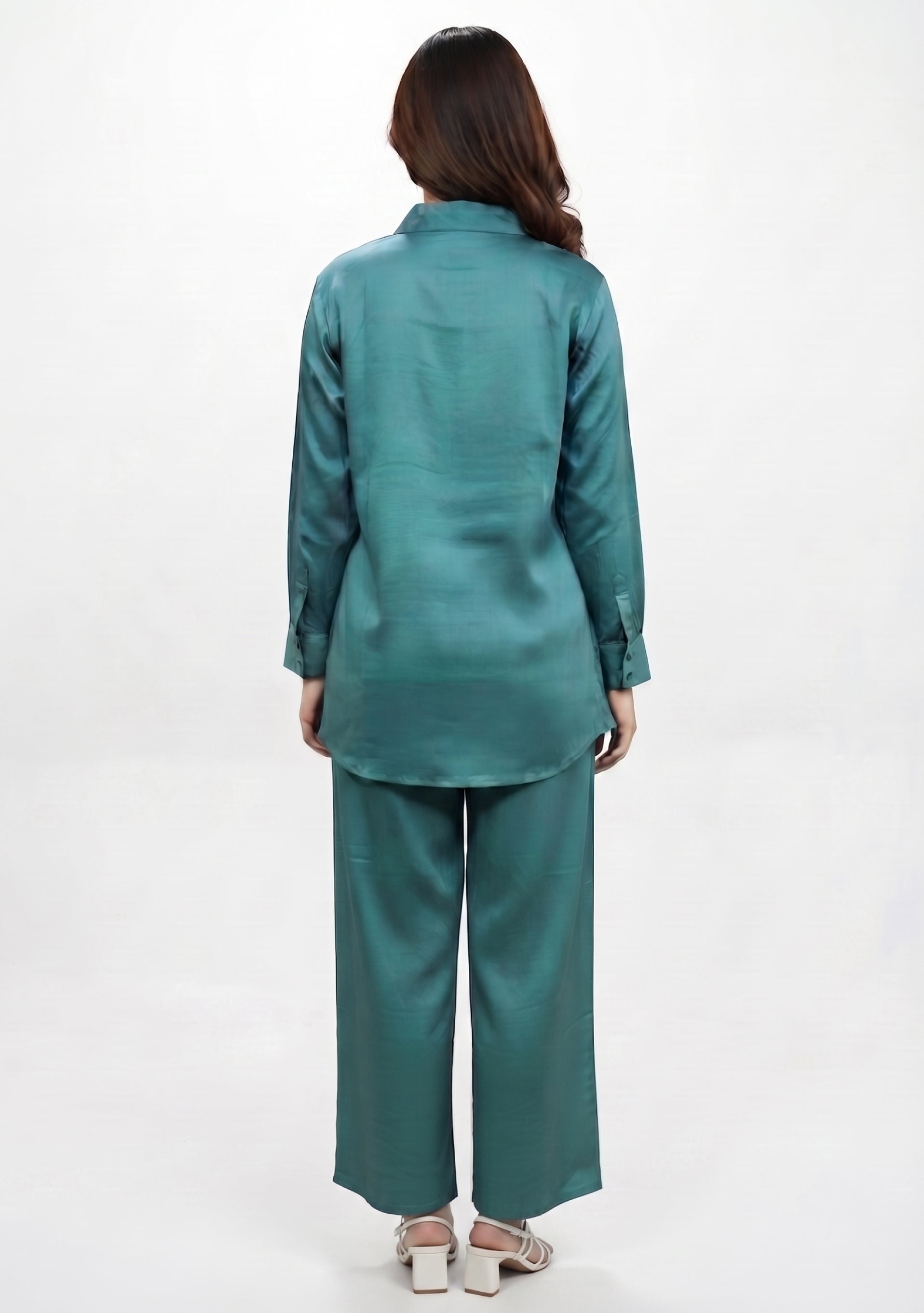 Deep Turquoise Cotton Silk Co-ord Set Indo-Western