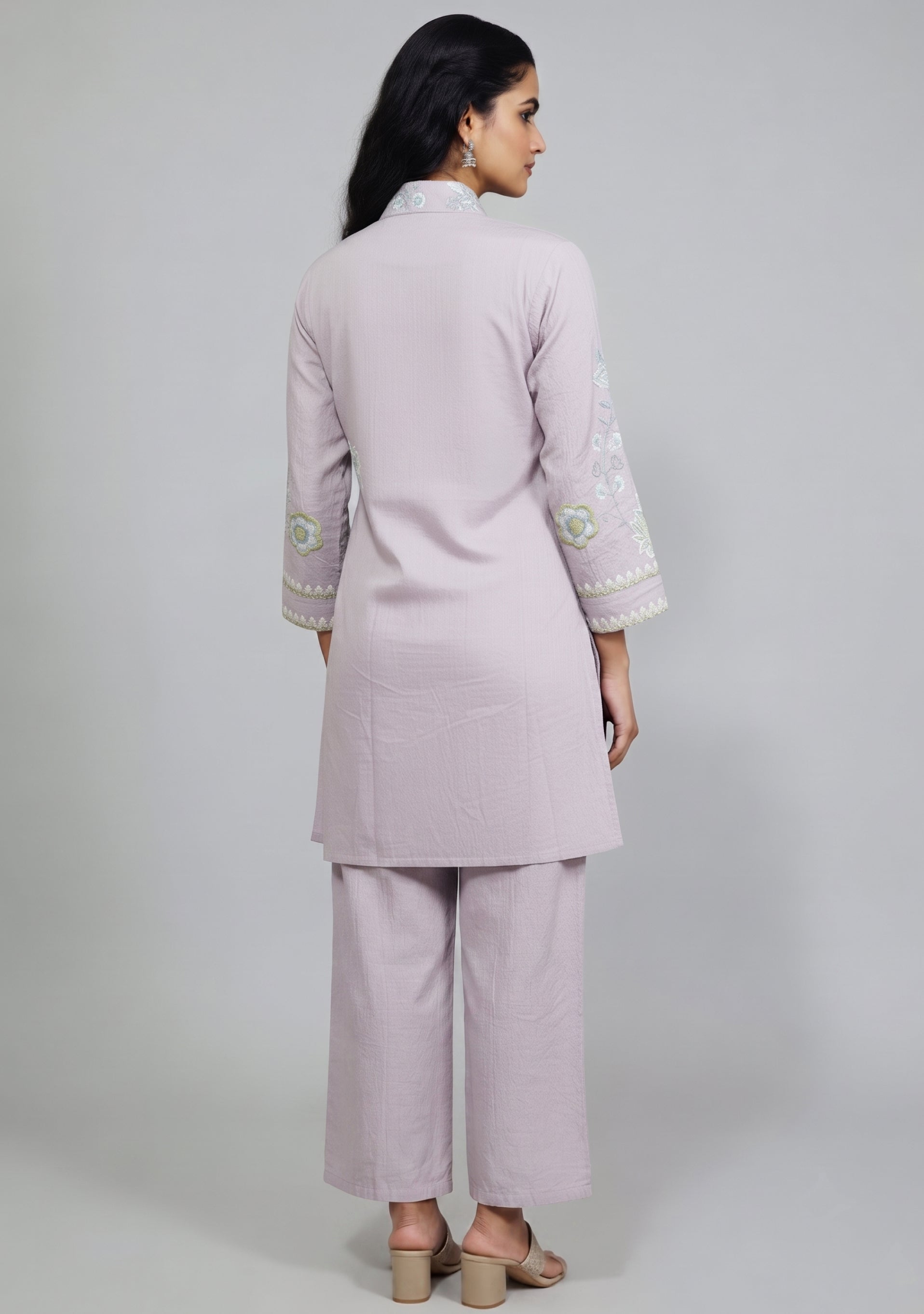 Reddish Peach Art Crepe Handcrafted Co-ord Set