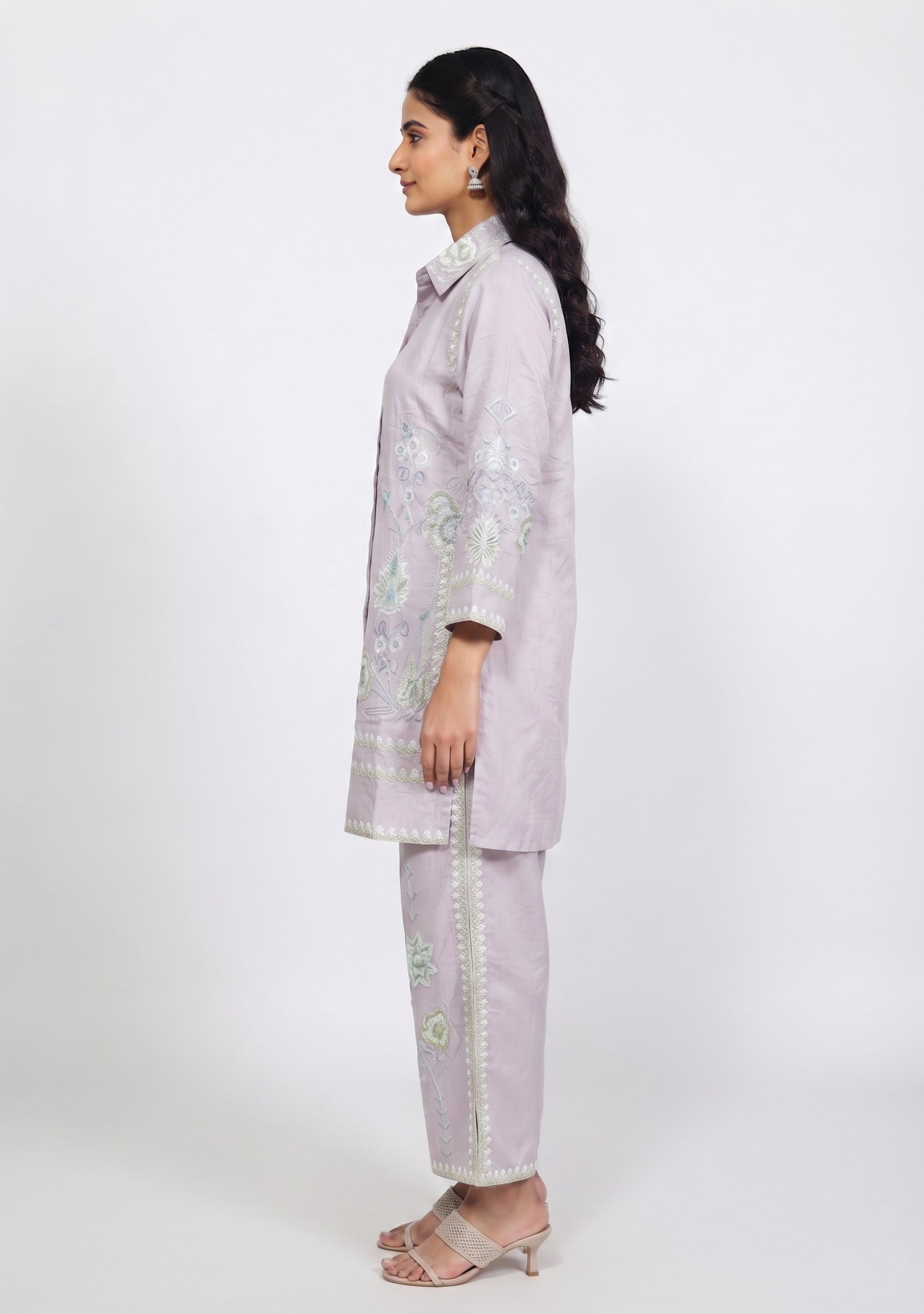 Reddish Peach Art Crepe Handcrafted Co-ord Set