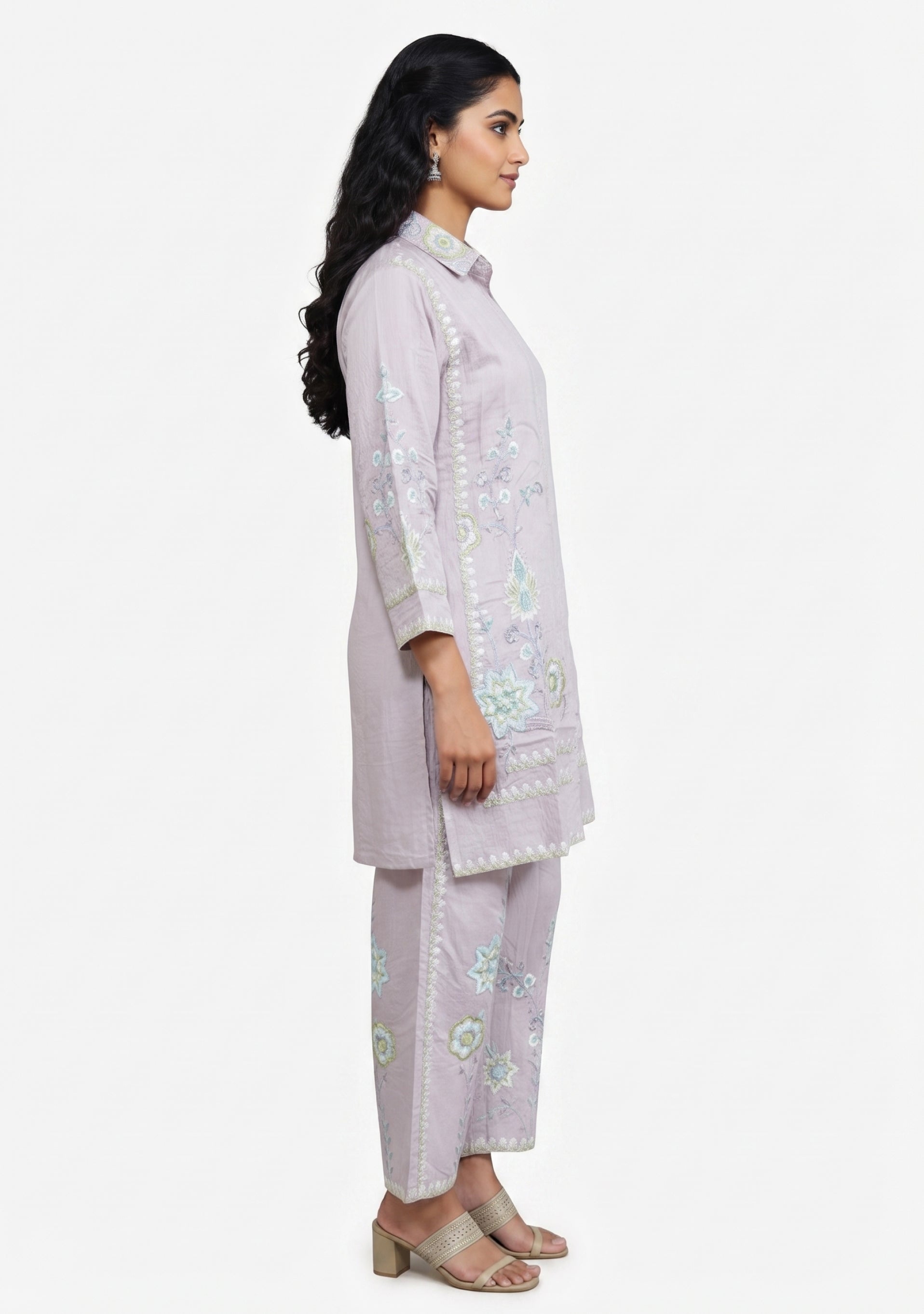 Reddish Peach Art Crepe Handcrafted Co-ord Set