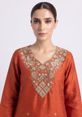 Rust Art Silk Handcrafted 3pc Suit Set