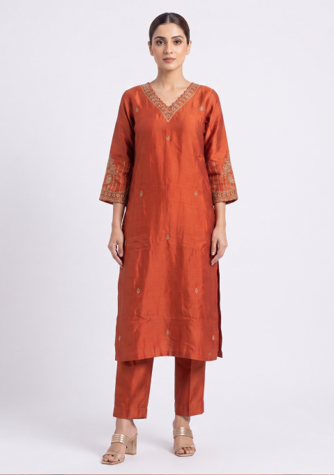 Rust Chinon Handcrafted 3pc Suit Set