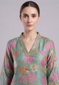 Sea Green Chinon Handcrafted Floral Gotapatti 3pc Sharara