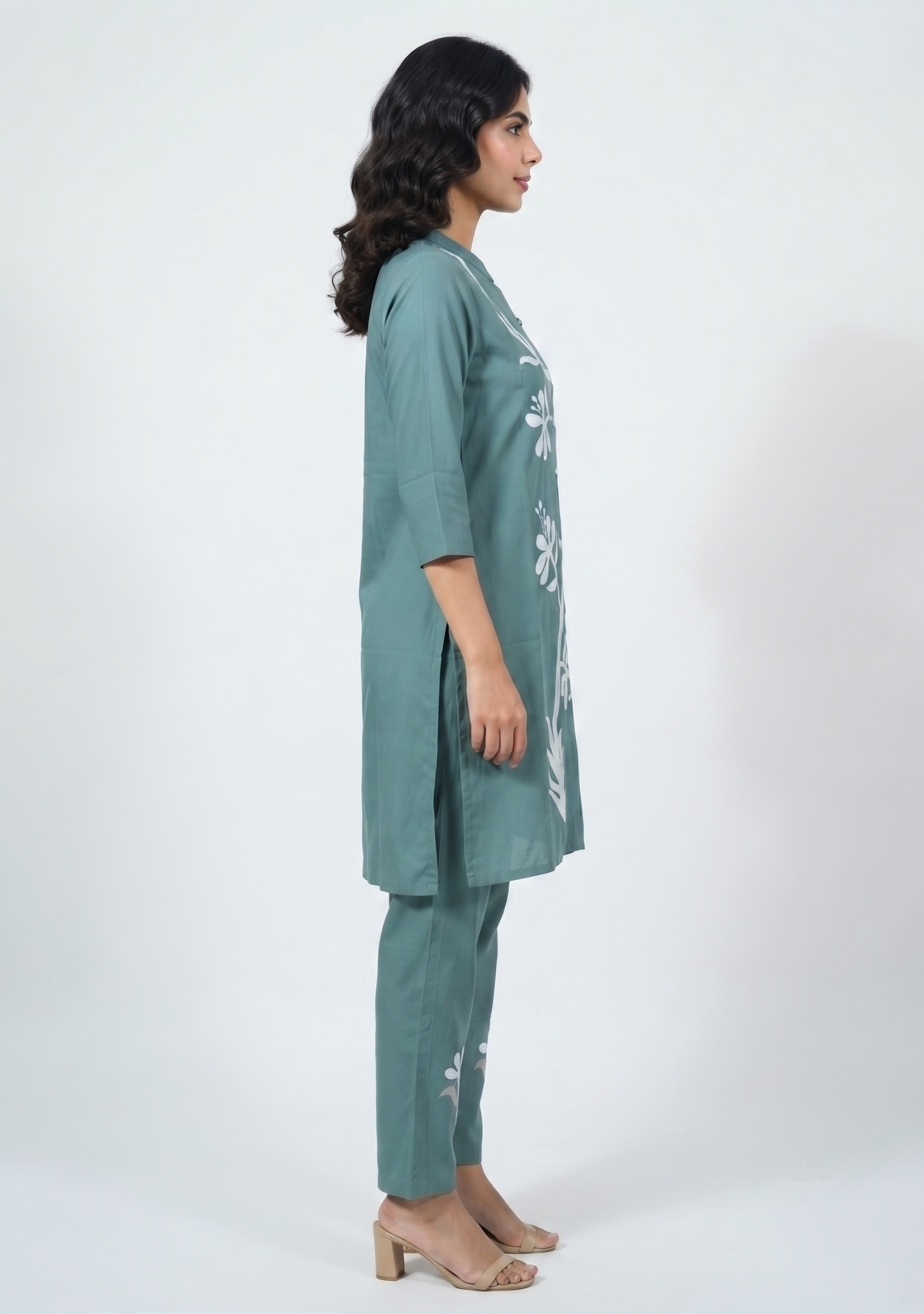 Sea Green Handcrafted Self Lining Cotton Co-ord Set