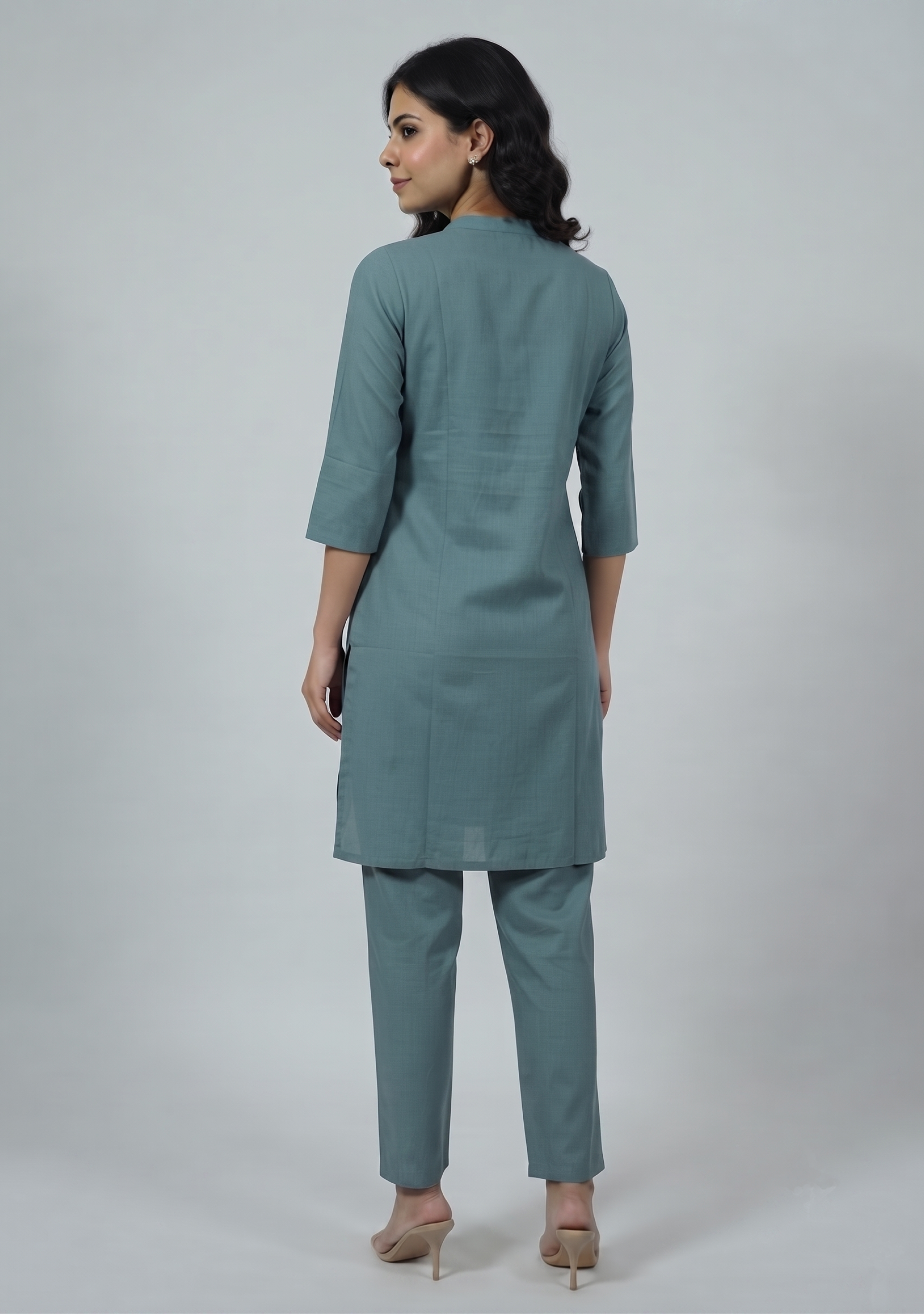 Sea Green Handcrafted Self Lining Cotton Co-ord Set