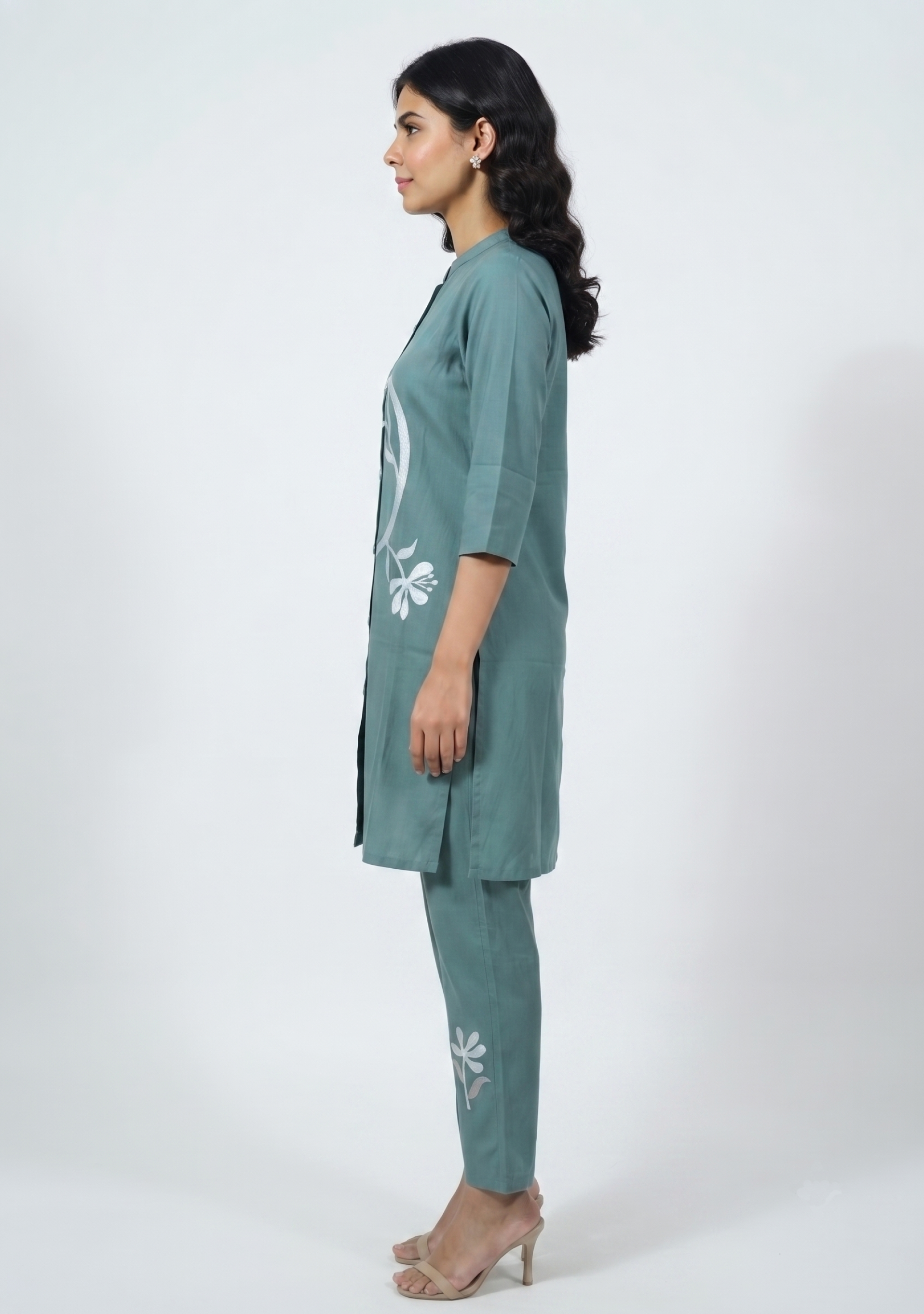 Sea Green Handcrafted Self Lining Cotton Co-ord Set