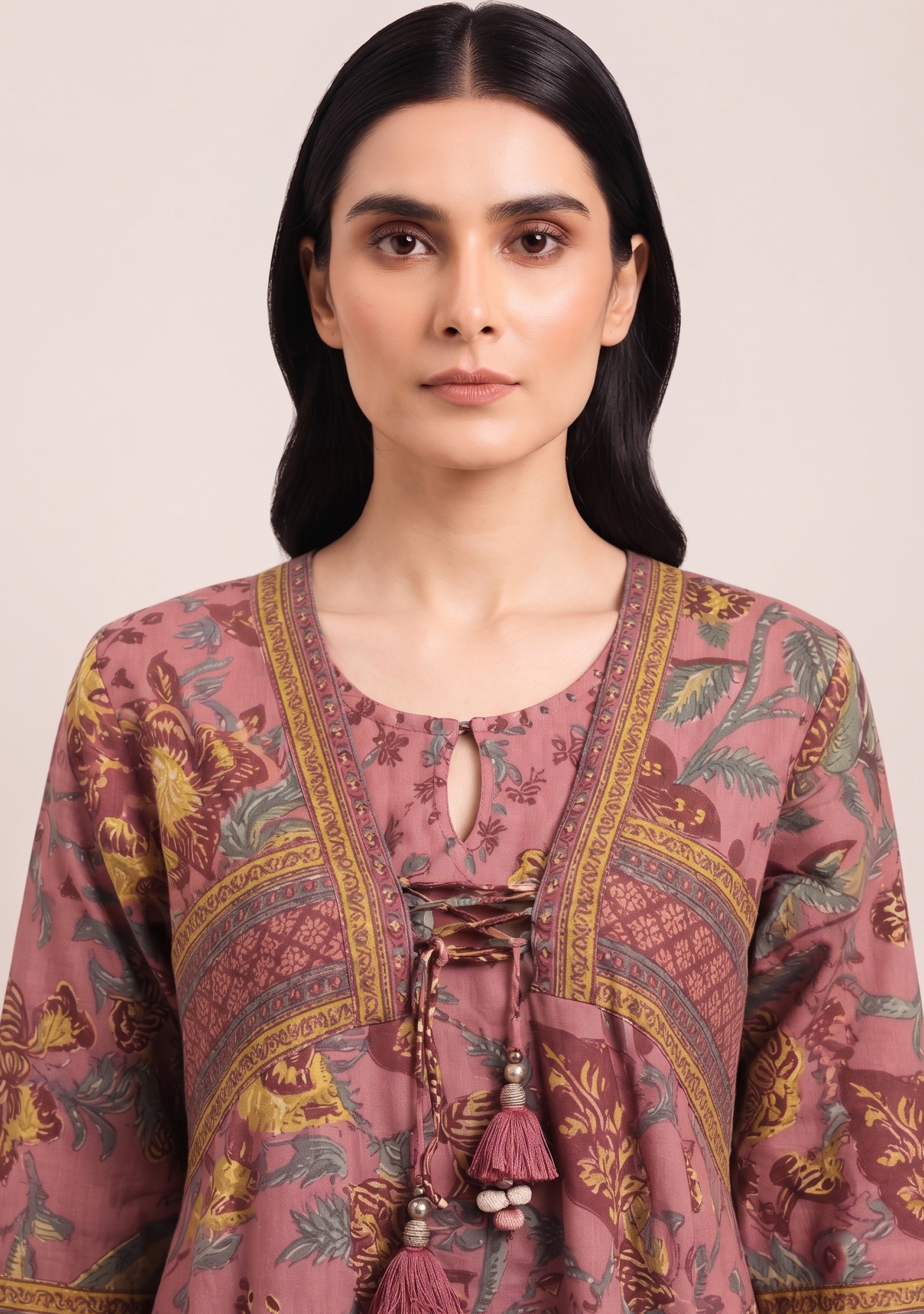 Terracotta Printed Handcrafted Anarkali 3pc suit set