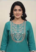 Turquoise Handcrafted Suit with Gajji Dupatta