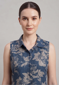 Viridian Blue-Grey Floral Printed A-line Suit Set